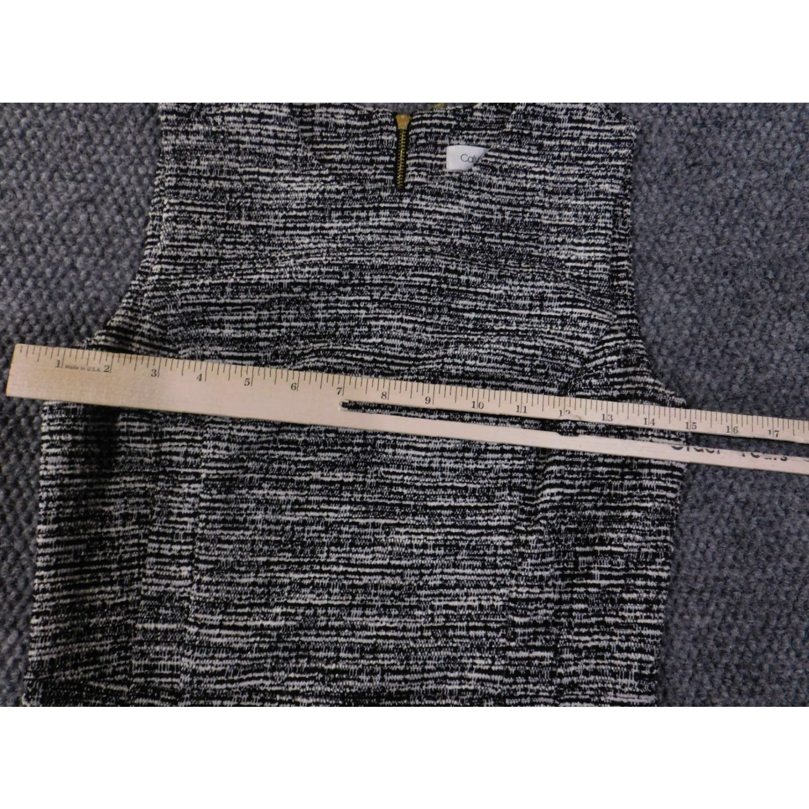 Calvin Klein Calvin Klein Dress Womens 2 Black White Tweed Sheath Knee Length Cap Sleeve Zip Boat Neck A-Line Career Elegant Size XS / US 0-2 / IT 36-38 - 3 Thumbnail