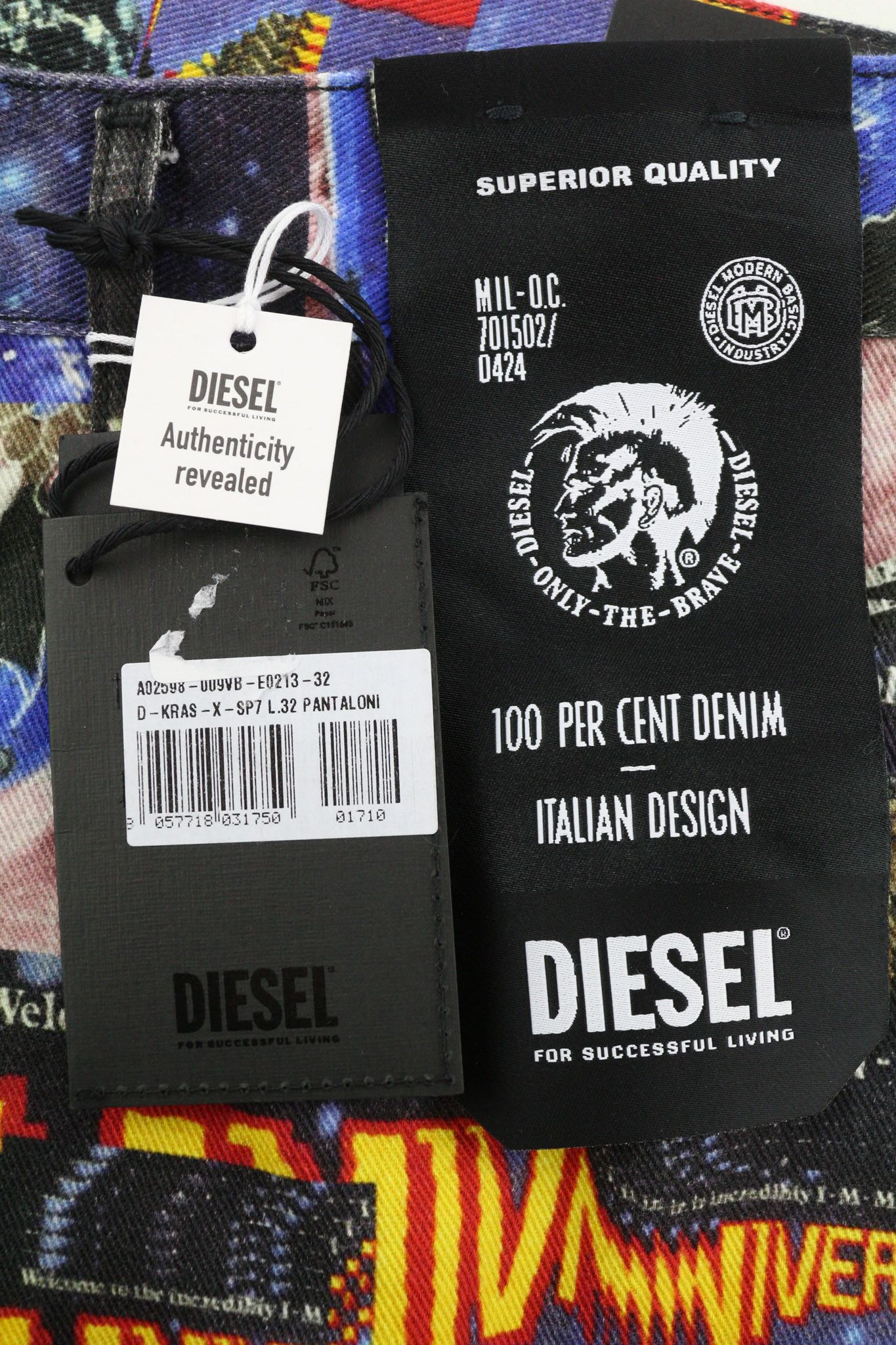 Diesel D-KRAS 009VB W32/L32 Slim Patterned Denim 40446 Size US 32 / EU 48 - 8 Thumbnail
