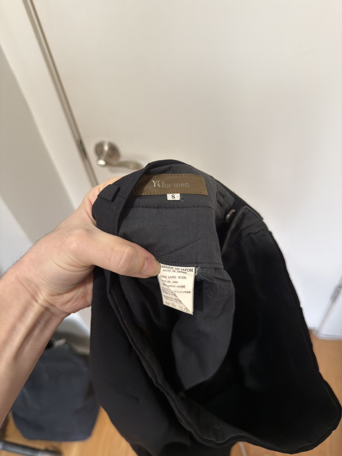 Y's for Men '90s Black Wool Tapered Trousers Size US 30 / EU 46 - 3 Thumbnail