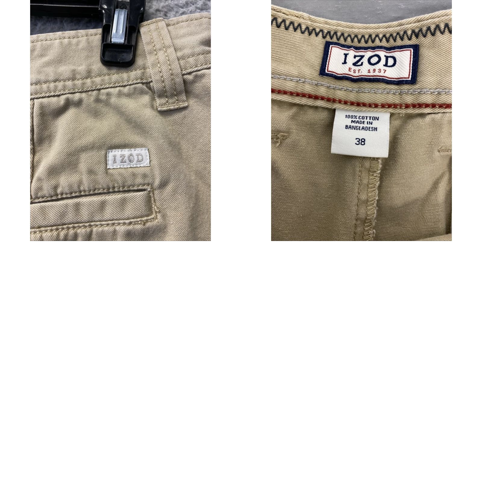 Izod IZOD Chino Shorts 38 Tan Cotton Flat Front Casual Comfort Men's 9.5" Inseam Size US 38 / EU 54 - 8 Thumbnail