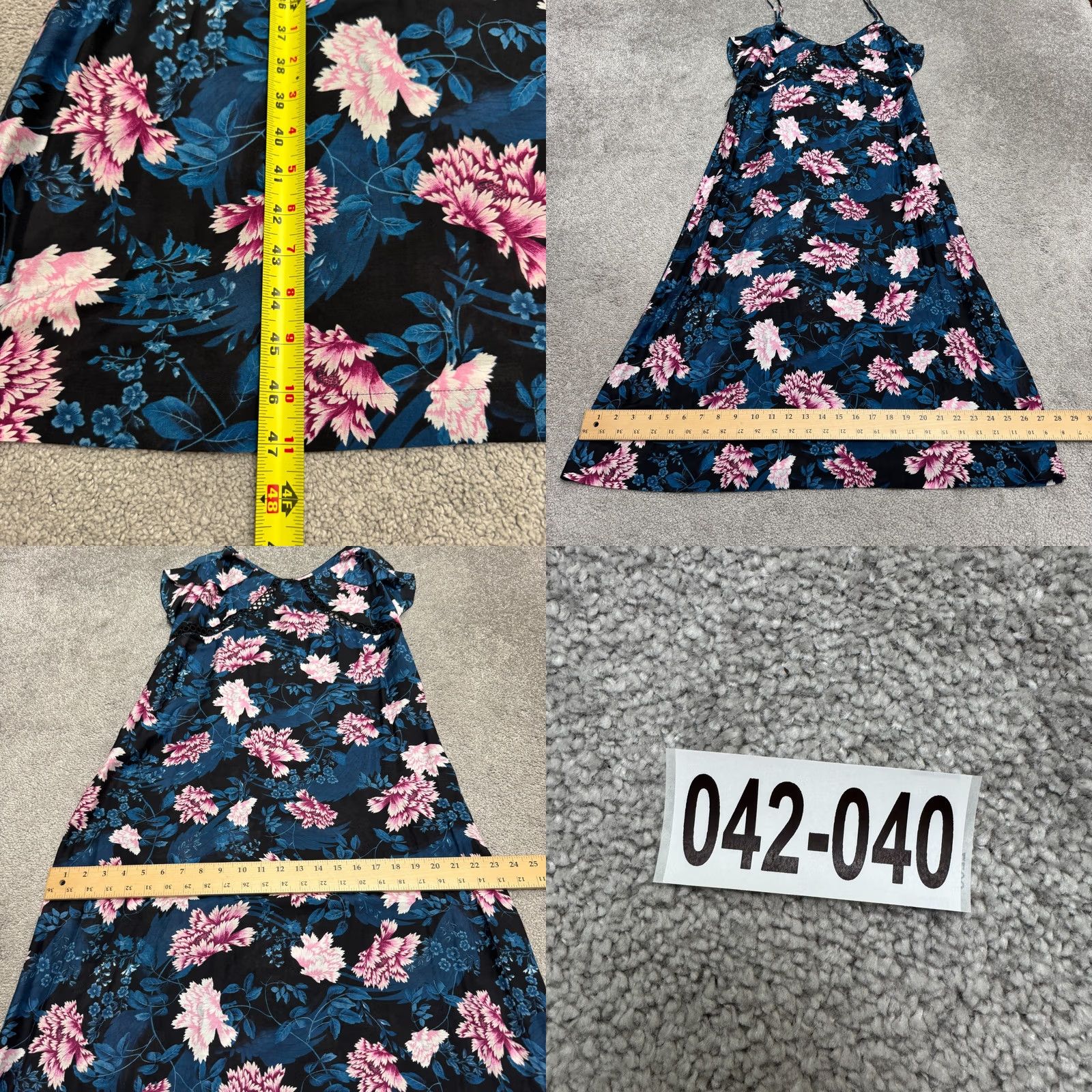 Vintage Seafolly Moonflower Floral Midi Sun Dress Women XS Blue Silk Strappy Summer Boho Sleeveless Square Neck Size XS / US 0-2 / IT 36-38 - 10 Thumbnail