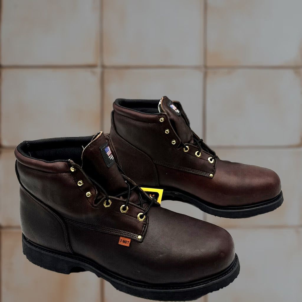 Thorogood Work One I-Met Mens Size 14 D Metatarsal Safety Guard Electrical Lace Boots Thorogood Leather Brown Lace Up Boots Mens 14 Work & Safety Size US 14 / EU 47 - 1 Thumbnail
