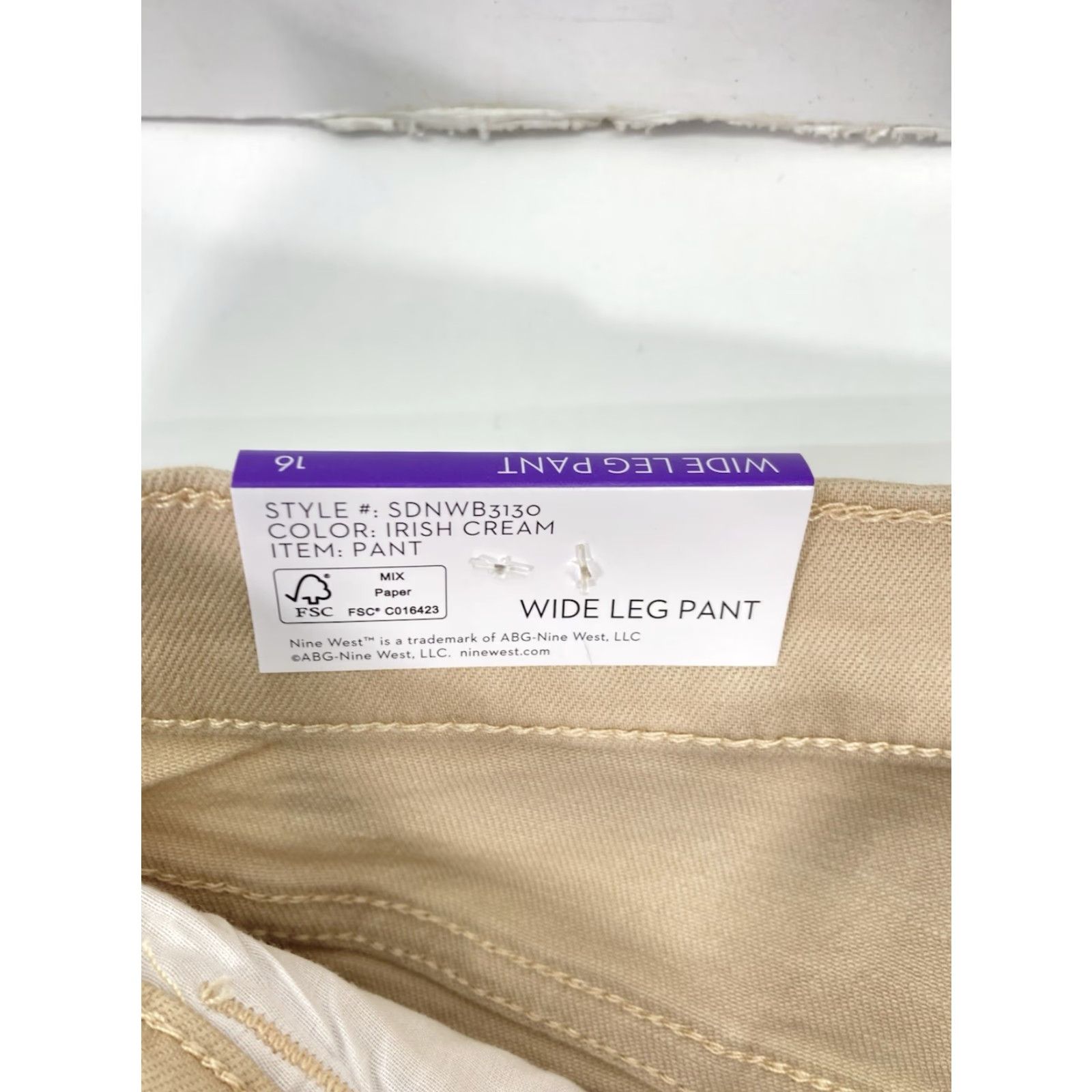 Nine West Nine West Wide Leg Pants Women Sz 16 38X34 Beige Khaki Stretch Cotton Blend NWT Size 38" / US 16 / IT 52 - 7 Thumbnail