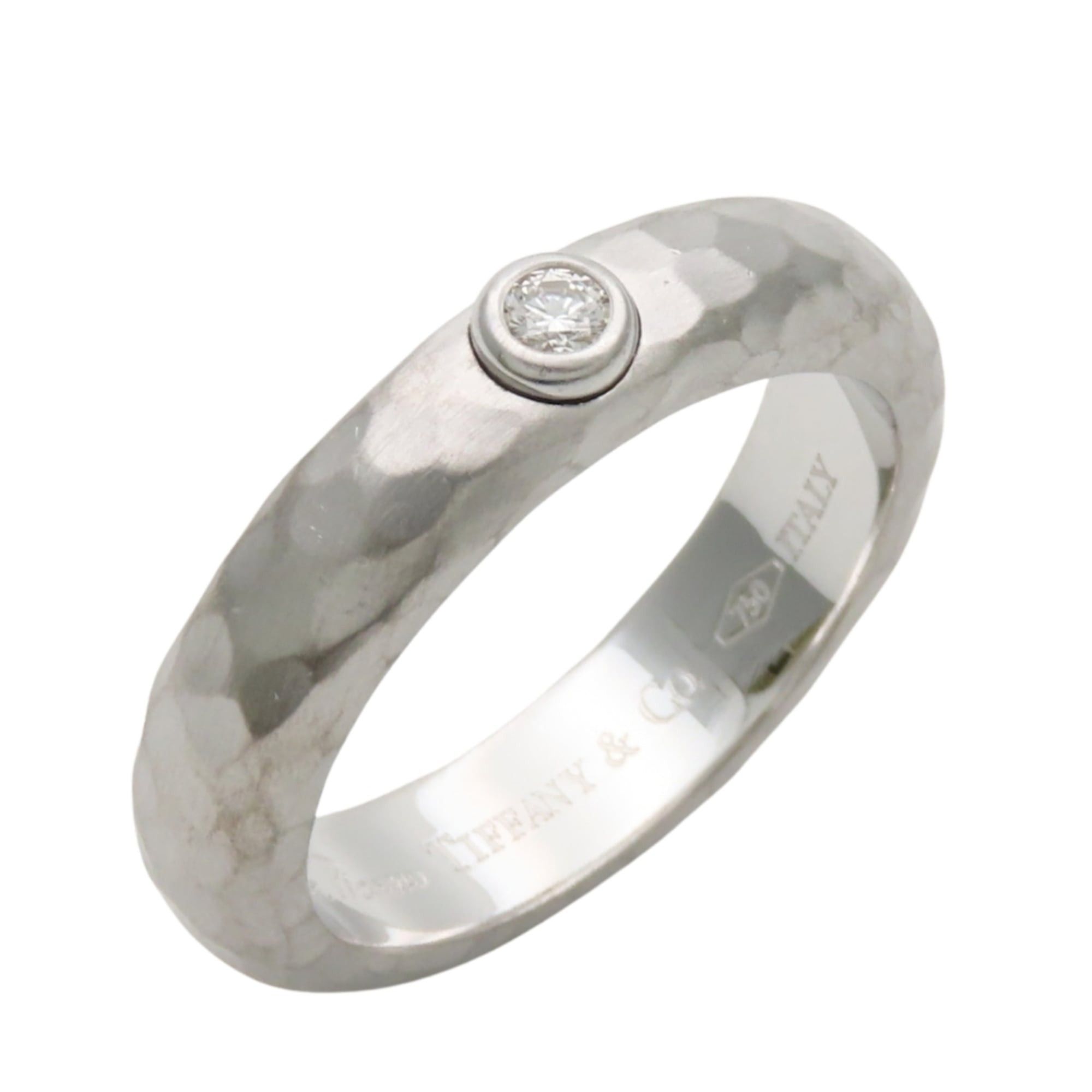 Tiffany & Co. Tiffany & Co. Hammered Ring, 18K White Gold, 1 Diamond, Women's. Size ONE SIZE - 1 Thumbnail