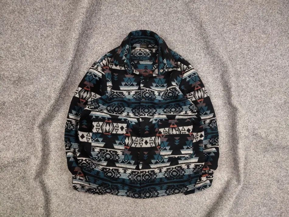 Japanese Brand Rfausntiy Design overshirt Aztec flannel pocket Jacket Size US M / EU 48-50 / 2 - 1 Thumbnail