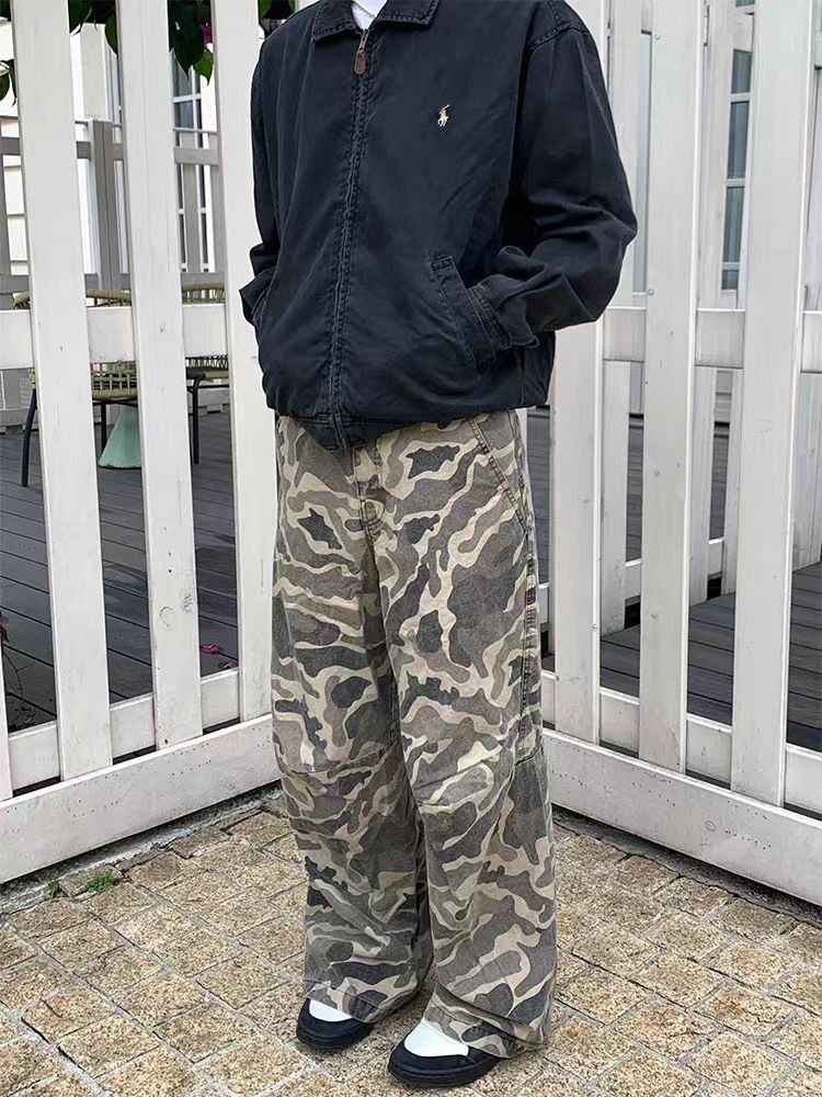 Designer × Vintage Camouflage Workwear High Street Washed Casual Pants Size US 30 / EU 46 - 1 Thumbnail