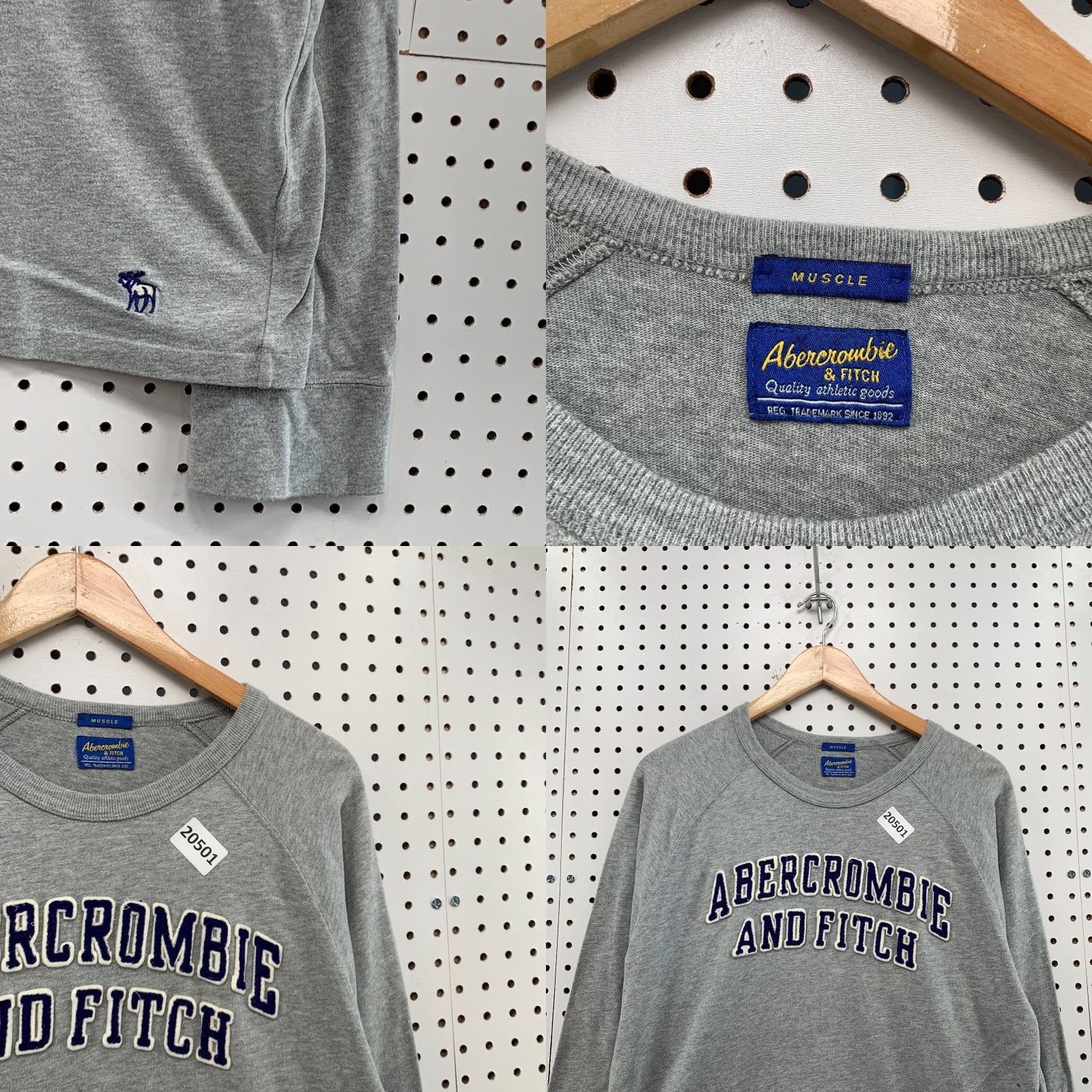 Abercrombie & Fitch VTG Abercrombie & Fitch Shirt Men Long Sleeve L Gray Embroidered Muscle 22.5x29.5 Mens Size US L / EU 52-54 / 3 - 8 Thumbnail