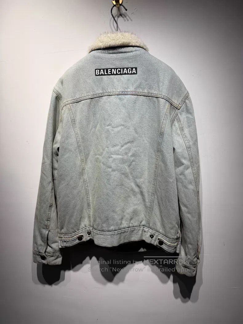 Balenciaga Balenciaga Shearling Lined Denim Jacket with Back Logo Size XS / US 0-2 / IT 36-38 - 2 Thumbnail