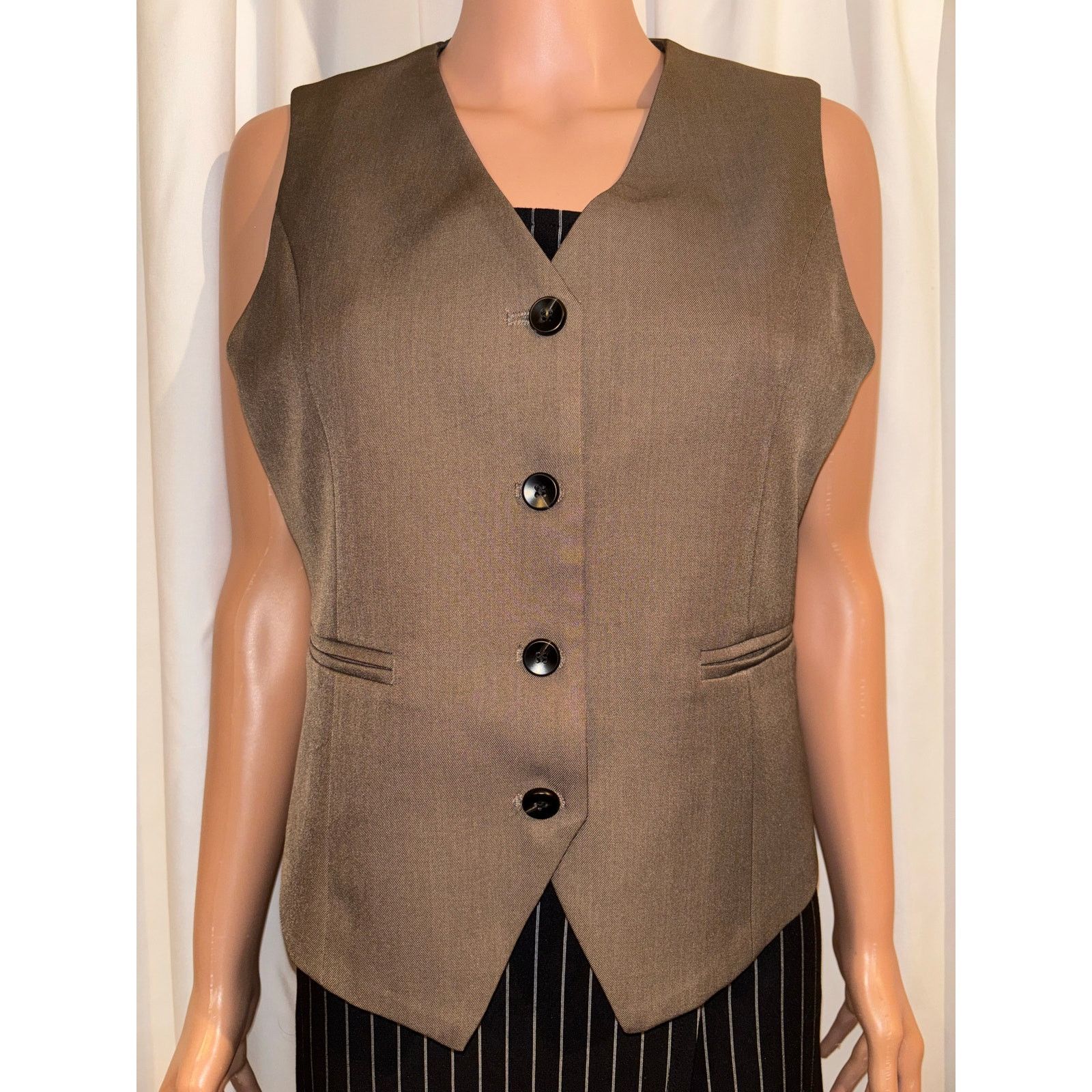 The Unbranded Brand Womens Khaki Brown Vest Size Medium Size M / US 6-8 / IT 42-44 - 2 Thumbnail