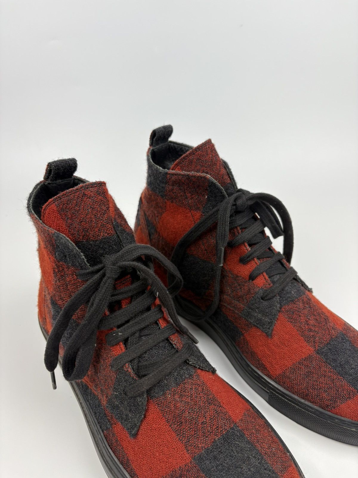Ann Demeulemeester AD - Ann Demeulemeester Flannel Wool Hi Top Sneakers Size US 7 / EU 40 - 3 Thumbnail