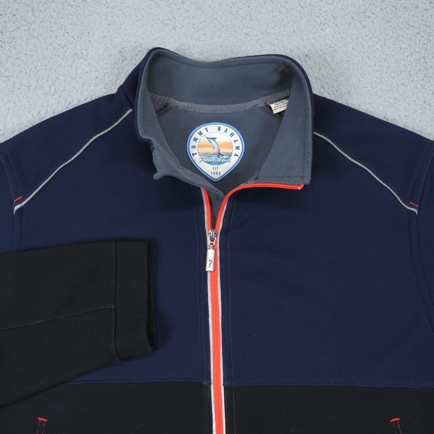 Tommy Bahama VINTAGE Tommy Bahama Sweater Mens XL Black Navy Paradise Tech Full Zip Fleece Jacket Size US XL / EU 56 / 4 - 3 Thumbnail