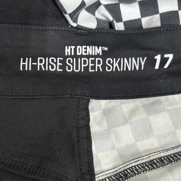 Other (Size 17) HT Denim Hi Rise Super Skinny Jeans Black Checker Size 40" / US 18 - 8 Thumbnail