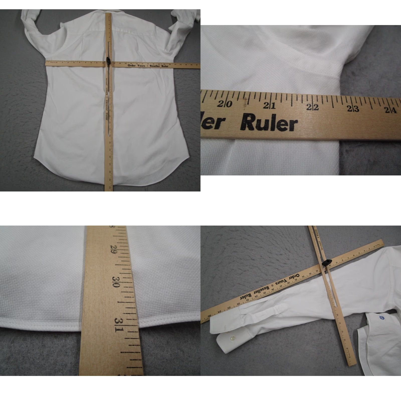 David Donahue David Donahue Dress Shirt Men 16 34 Slim Fit White Long Sleeve Button Up Dobby Work Size 34R - 8 Thumbnail