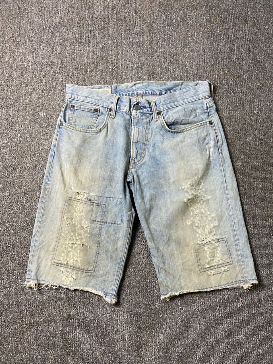 Edwin Vintage Edwin 503 Distressed Ripped Short Jeans (181) Size US 33 - 1 Thumbnail