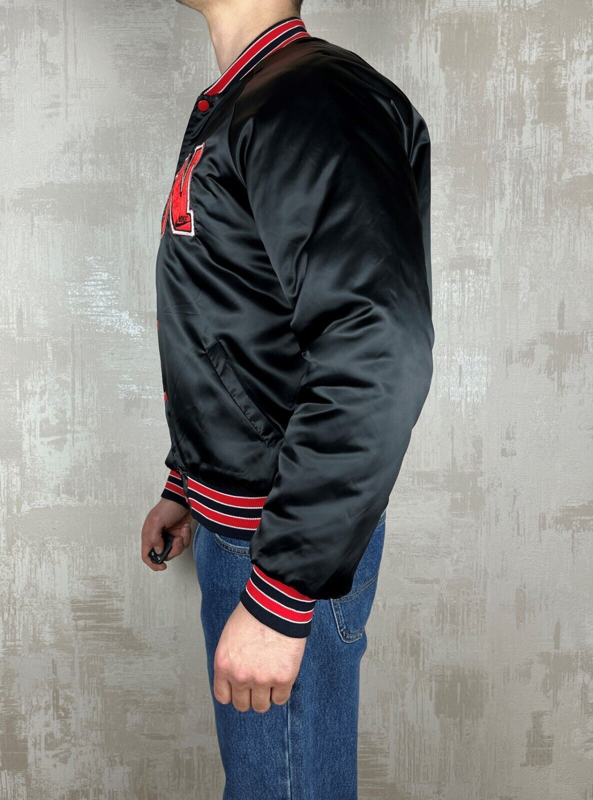 Nike 80's NIKE Vintage Satin Bomber Jacket Snap Button Size US L / EU 52-54 / 3 - 13 Thumbnail