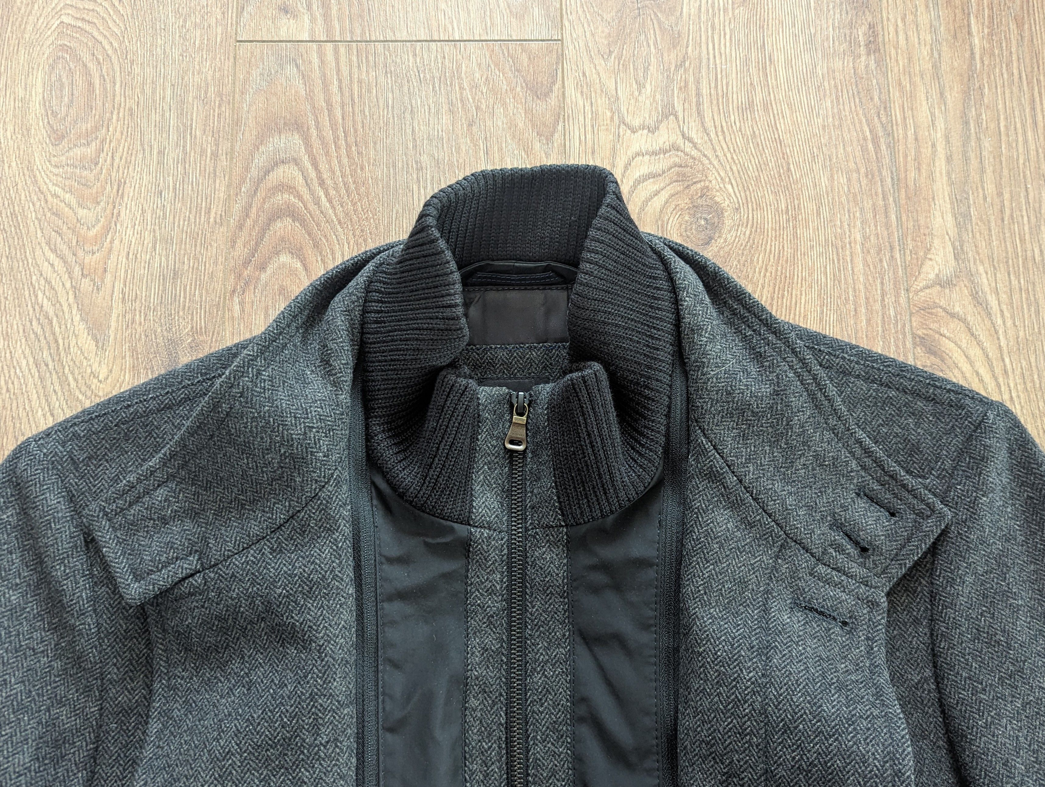 Hugo Boss HUGO BOSS Wool Men's Coat Size L (52) Luxury Brand Dark Gray Size US L / EU 52-54 / 3 - 10 Thumbnail
