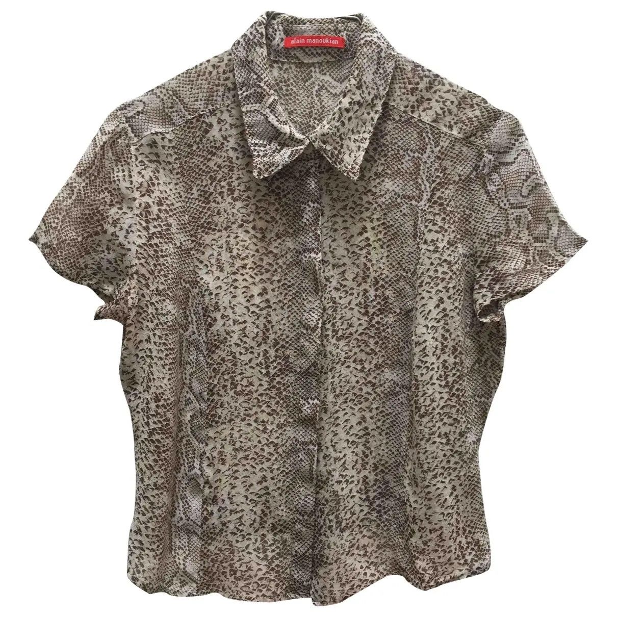 Japanese Brand Beige and brown snake print vintage shirt Size XXS / US 00 / IT 34 - 1 Thumbnail