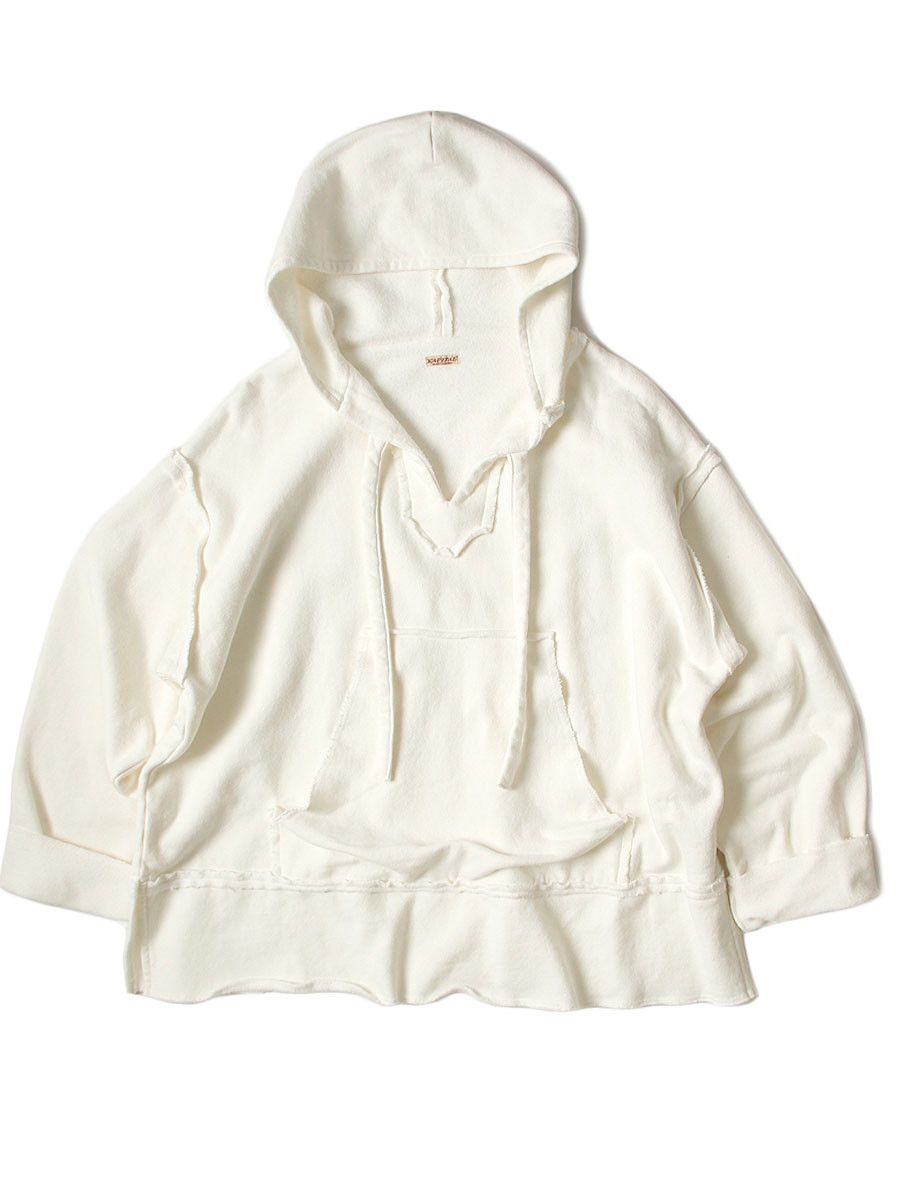 image of Kapital Brushed Lining Fringe Baja Hoodie in White, Men's (Size 2XL)
