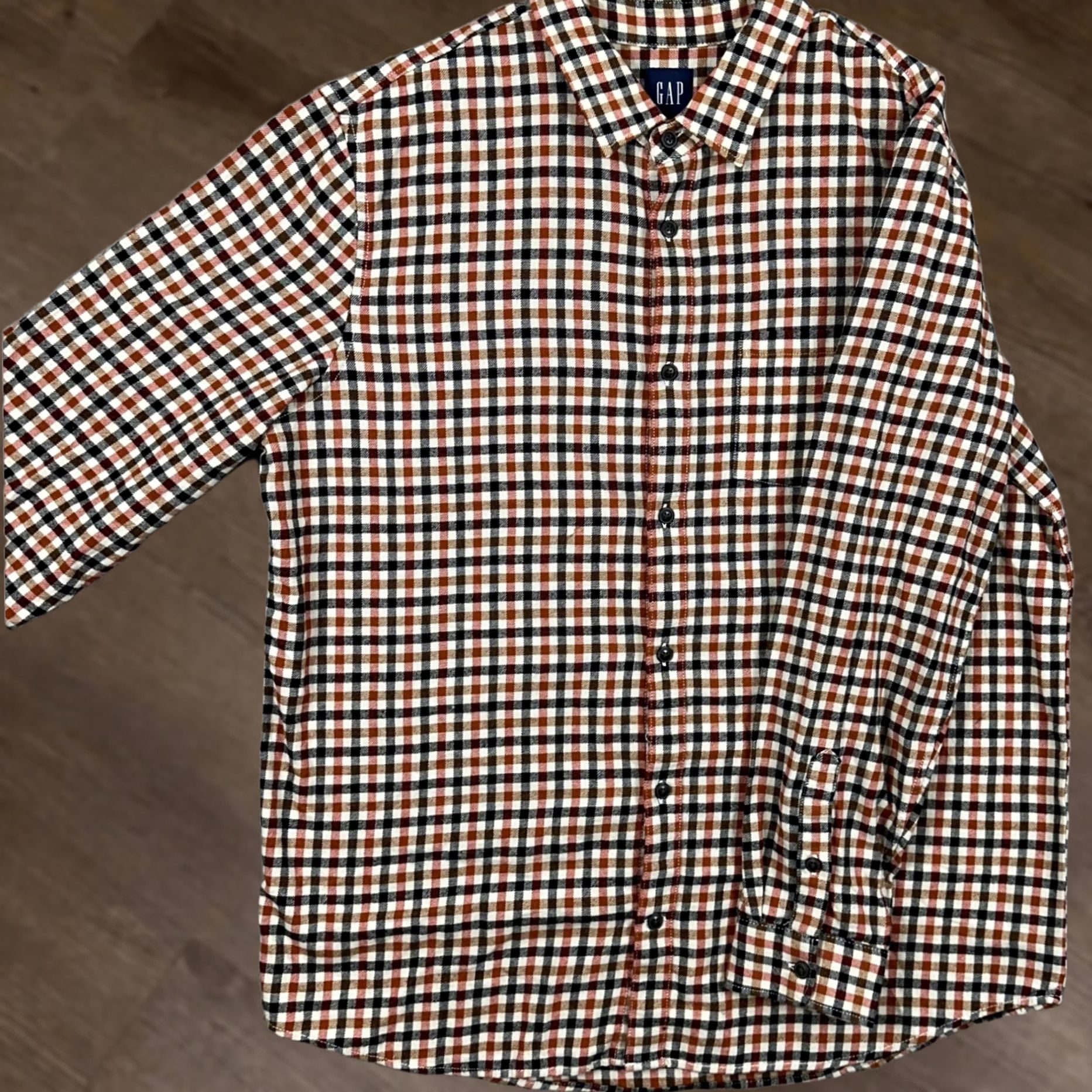 Gap Gap Shirt Flannel Button Up Men XL Orange Black Long Sleeve NEW Size US XL / EU 56 / 4 - 1 Thumbnail