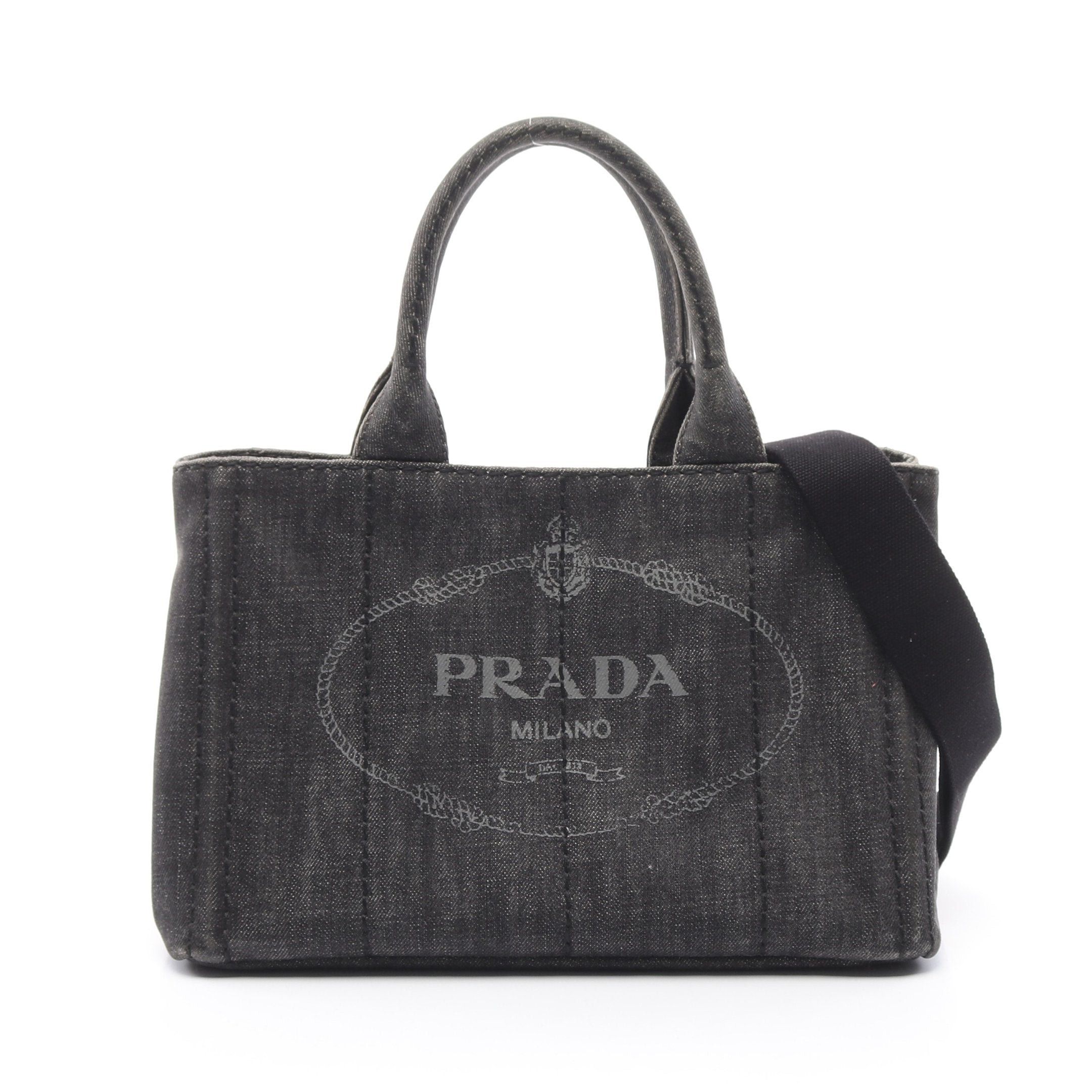 Prada Prada Canapa Kanapa Handbag Tote Bag Canvas Dark Gray Size ONE SIZE - 1 Thumbnail
