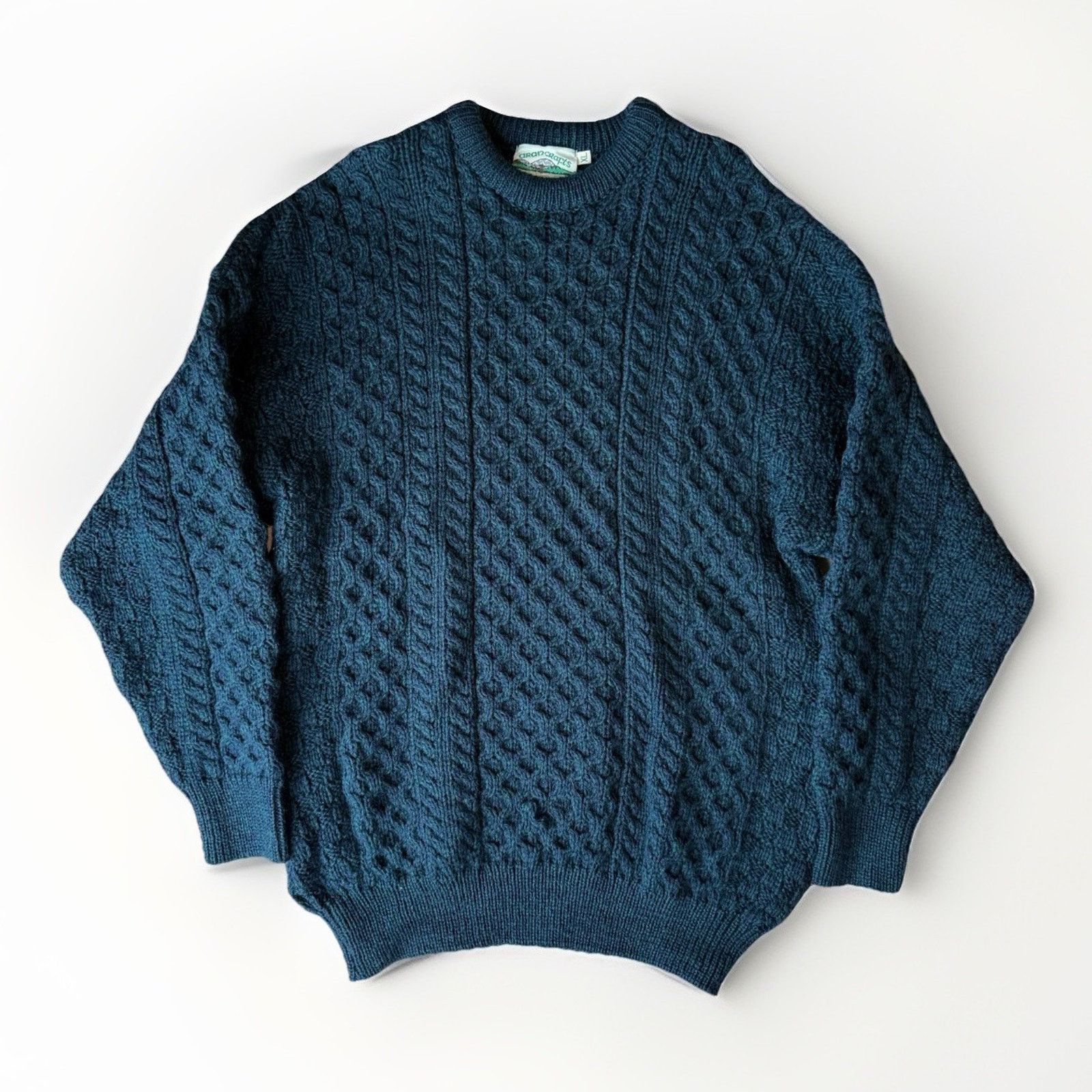 Aran Crafts × Vintage Aran Crafts Cable Knit Sweater Green Wool Ireland Fisherman Size US XL / EU 56 / 4 - 1 Thumbnail