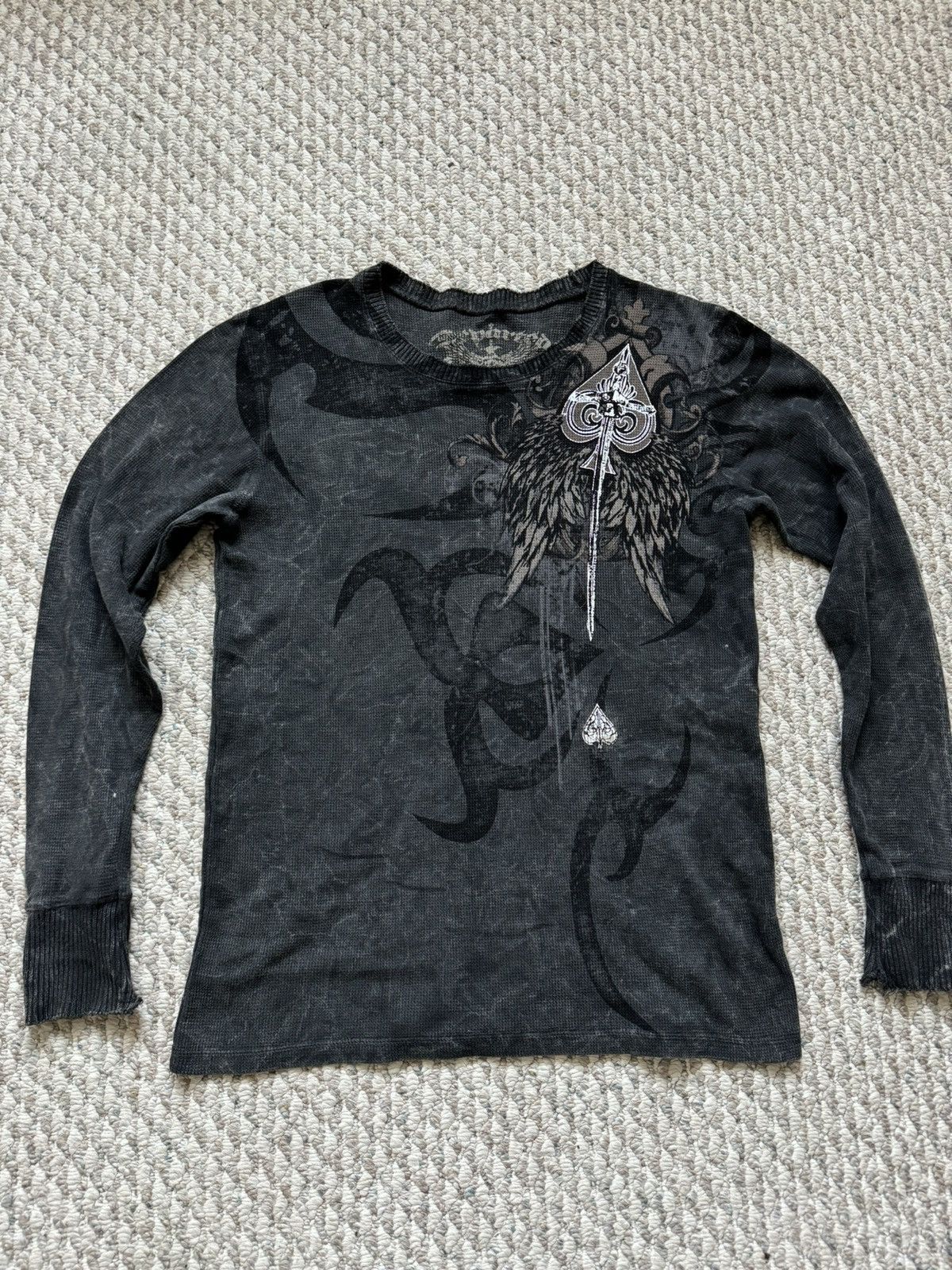 Affliction Y2k WMNS Departed Gray Shirt (M) Size M / US 6-8 / IT 42-44 - 1 Thumbnail