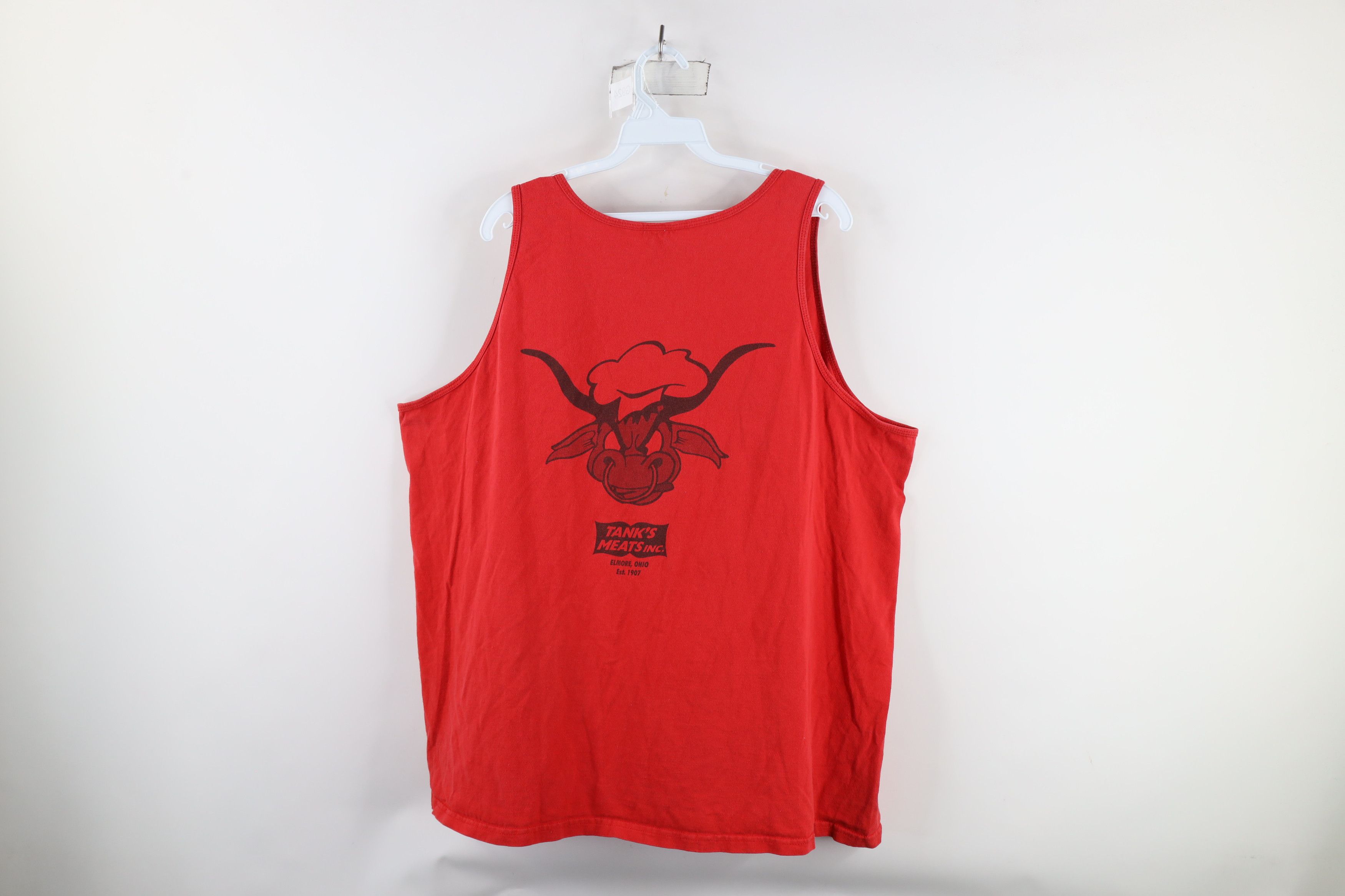 Vintage Vintage 90s Out Got Meat Beef Tank Top T-Shirt Red Cotton Size US XXL / EU 58 / 5 - 8 Thumbnail