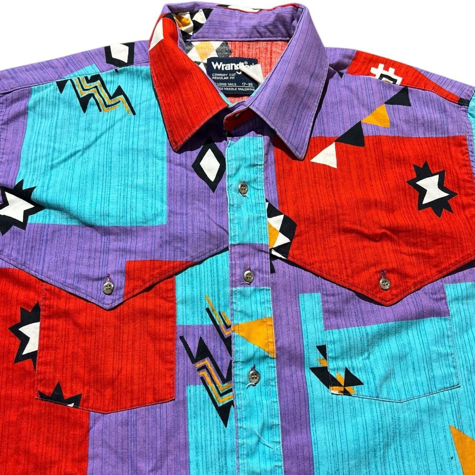 Wrangler VTG Wrangler Western Brushpopper Purple/Blue Button Down Size US XL / EU 56 / 4 - 3 Thumbnail