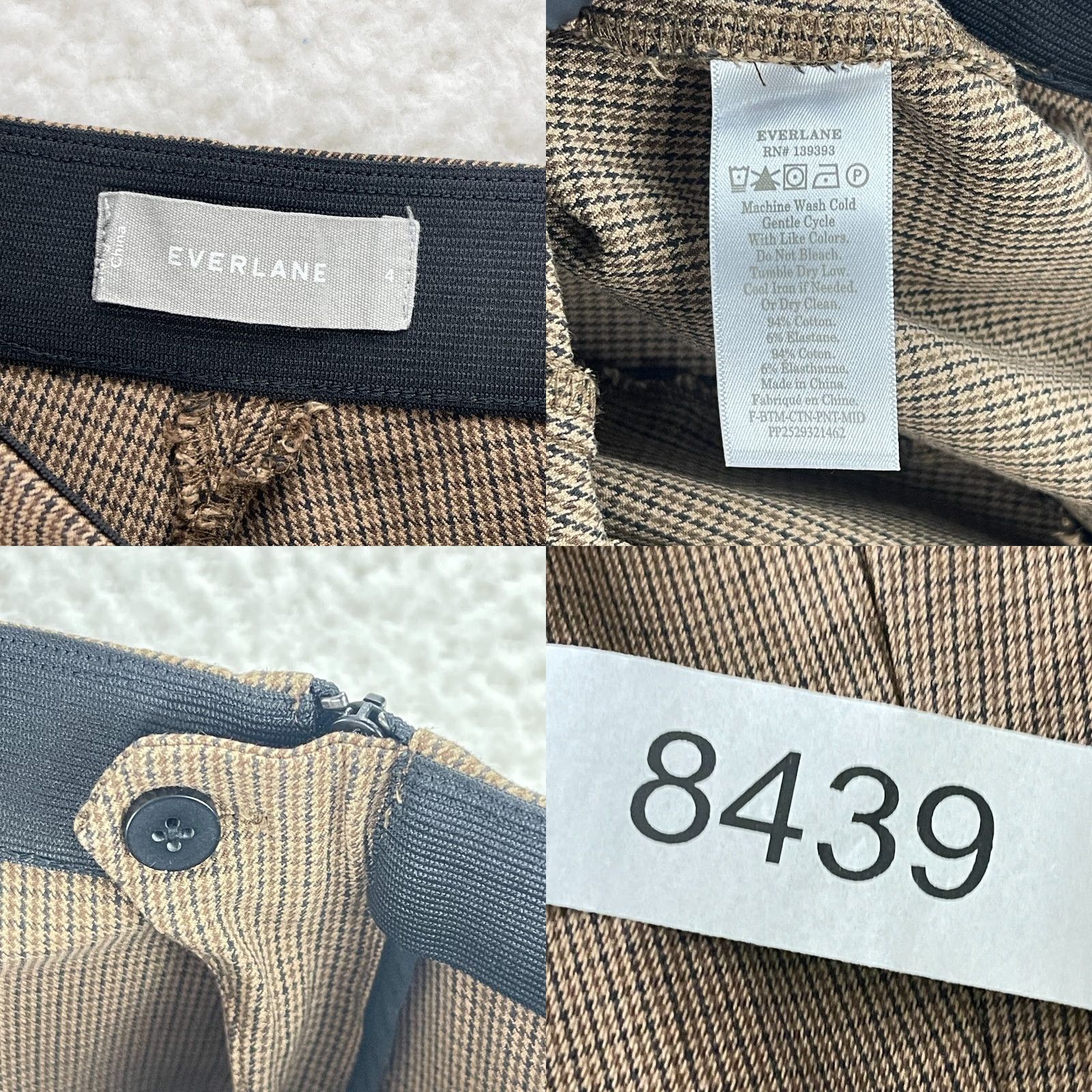 Everlane Everlane Brown Houndstooth Tapered Ankle Pants Womens Mid-Rise Stretch Size 4 Size 27" / US 4 / IT 40 - 9 Thumbnail