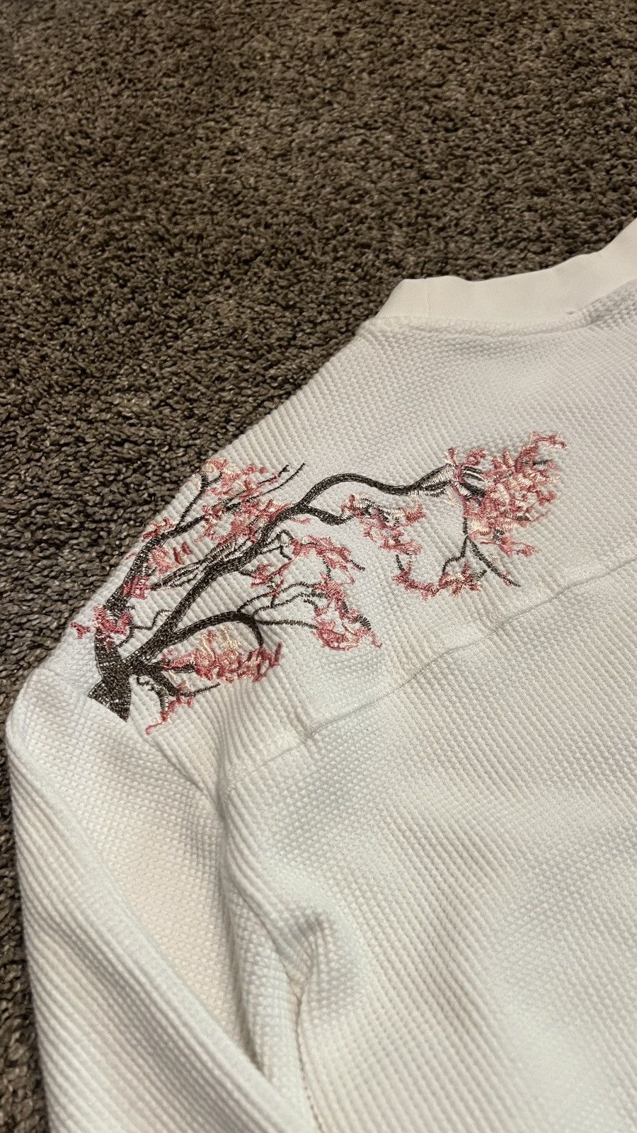 “Cherry Blossom” Waffle Knit Sweater Derschutze