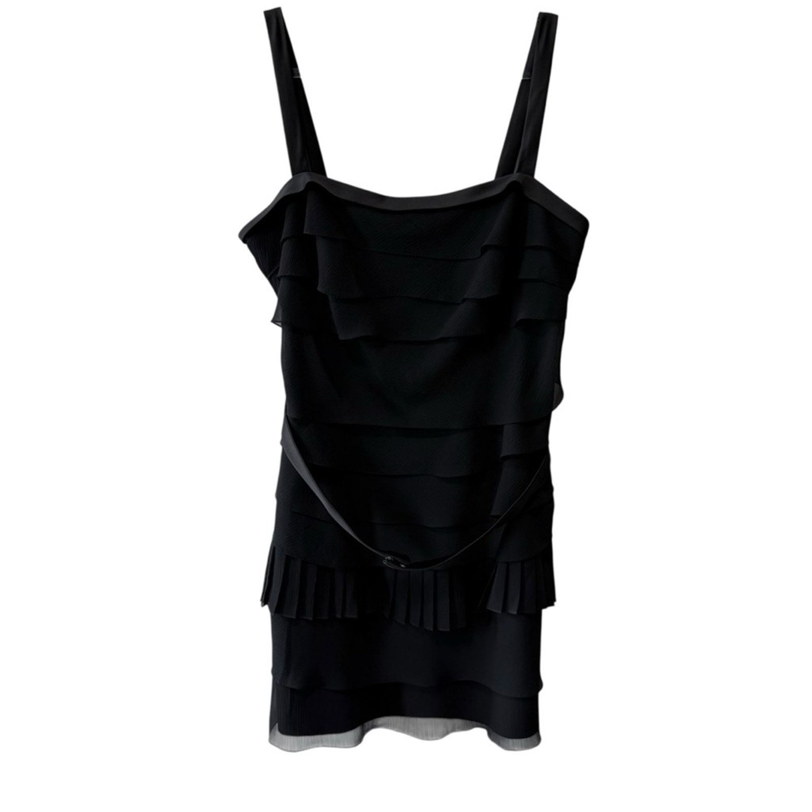 Vera Wang White by Vera Wang Multi Tier Crepe Chiffon Dress Black 18 Size XXL / US 16-18 / IT 52-54 - 1 Thumbnail