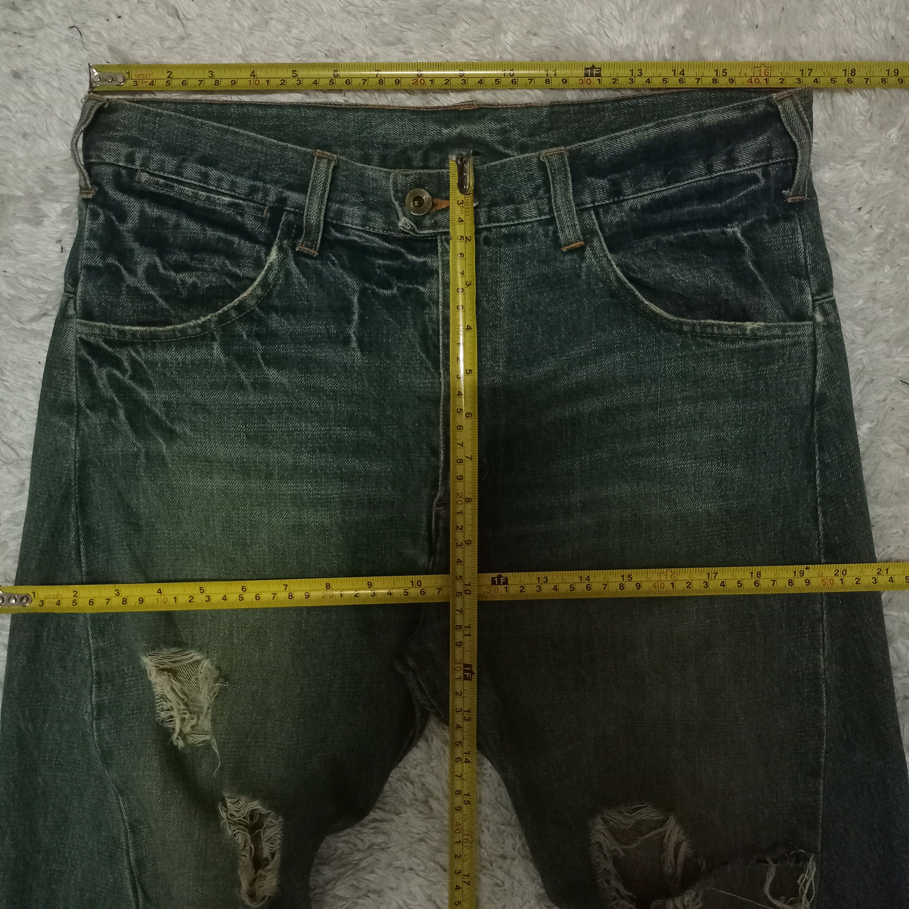 Japanese Brand Vintage Vertigo Design Sick Mud Wash Distressed Curve Jeans Size US 34 / EU 50 - 6 Thumbnail
