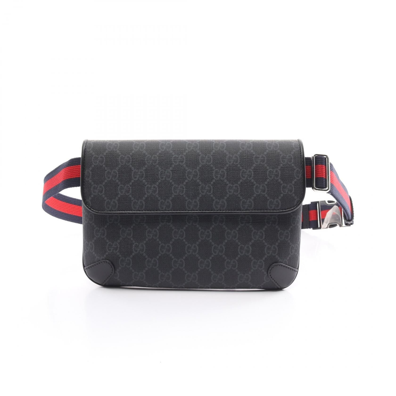 Gucci Gucci Gg Supreme Belt Bag Body Coated Canvas Leather Black Gray Size ONE SIZE - 1 Thumbnail