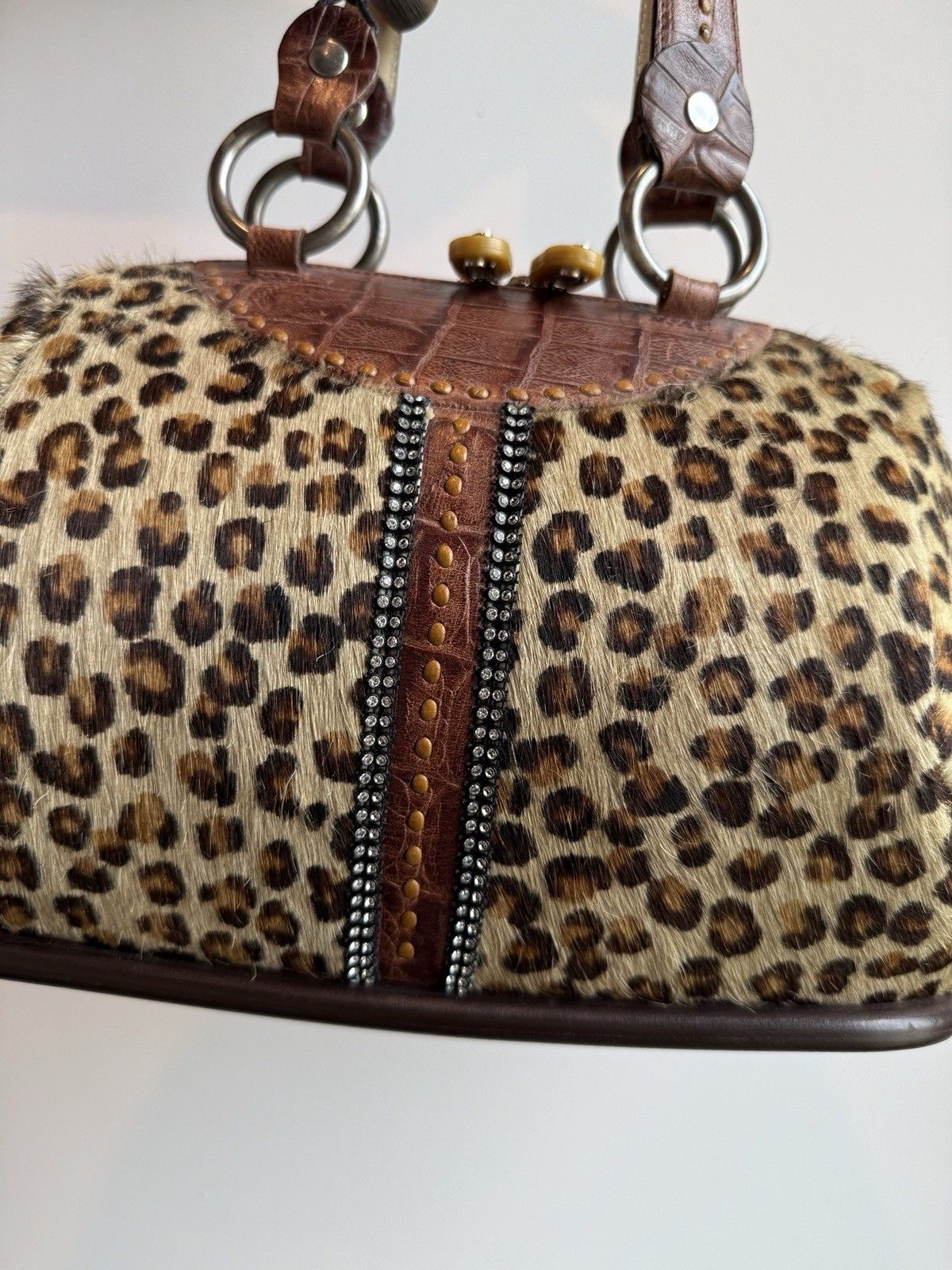 Other Alaluna Leopard Leather Brown Bag Vintage Boho Glam Size ONE SIZE - 7 Thumbnail