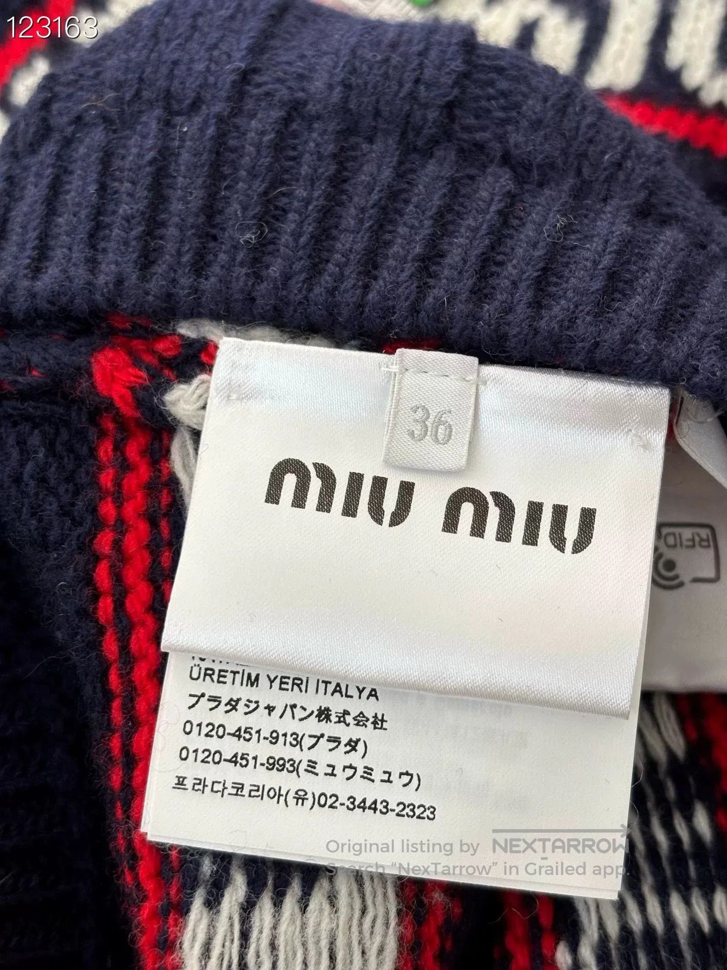 Miu Miu Miu Miu Logo Striped Knit Cardigan. Size XS / US 0-2 / IT 36-38 - 4 Thumbnail
