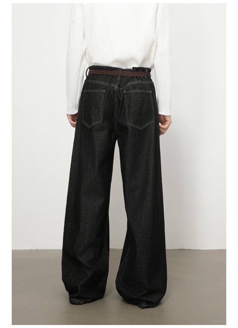 Japanese Brand Men's Trendy Loose-Fit Black Straight-Leg Jeans Size US 32 / EU 48 - 5 Thumbnail