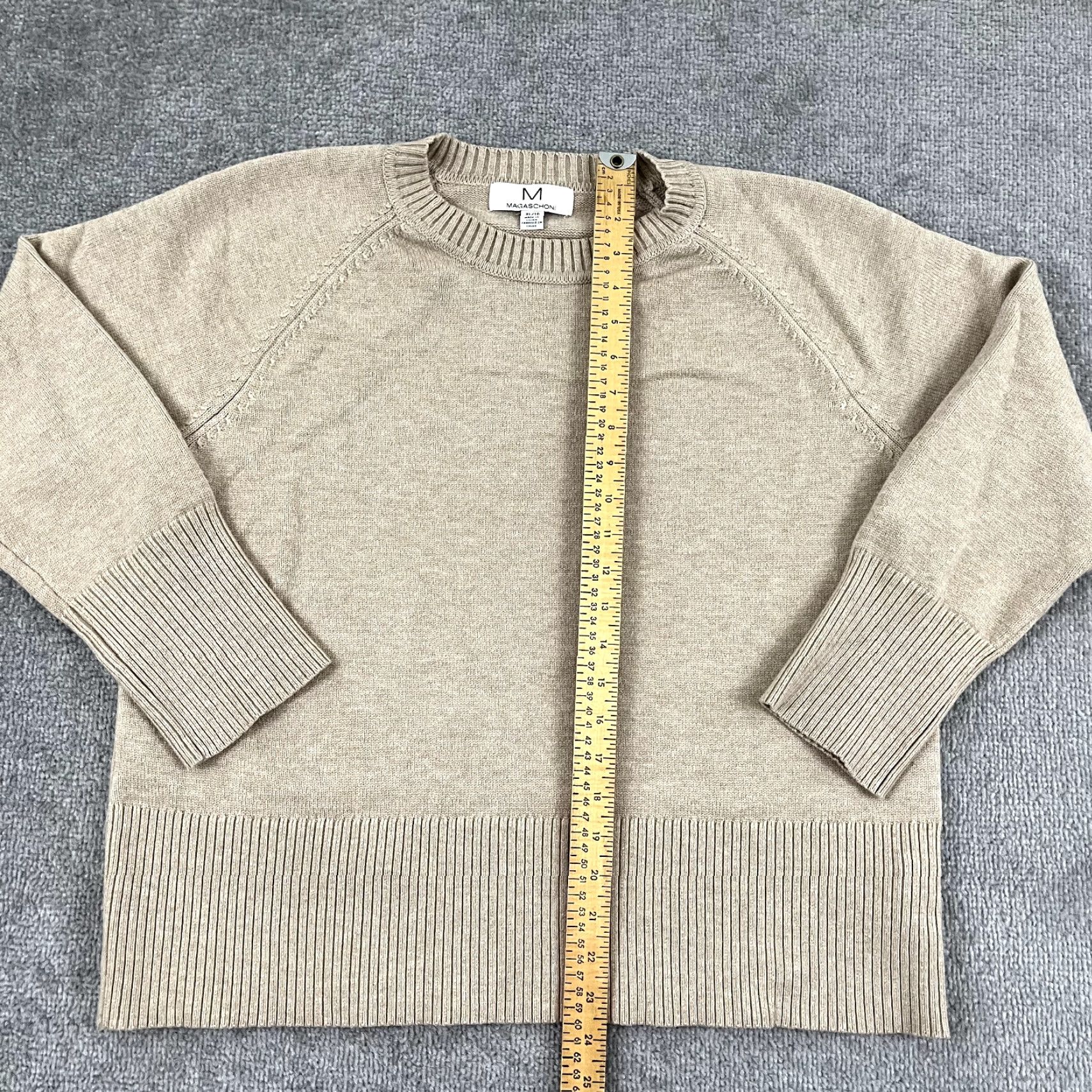Vintage MAGASCHONI Sweater Women XL Brown Knit Crew Neck Pullover Stretch Casual Size XL / US 12-14 / IT 48-50 - 3 Thumbnail