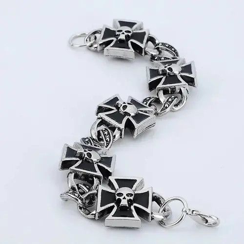 Jewelry Cross Shape Skull Pattern Bracelet Size ONE SIZE - 4 Thumbnail