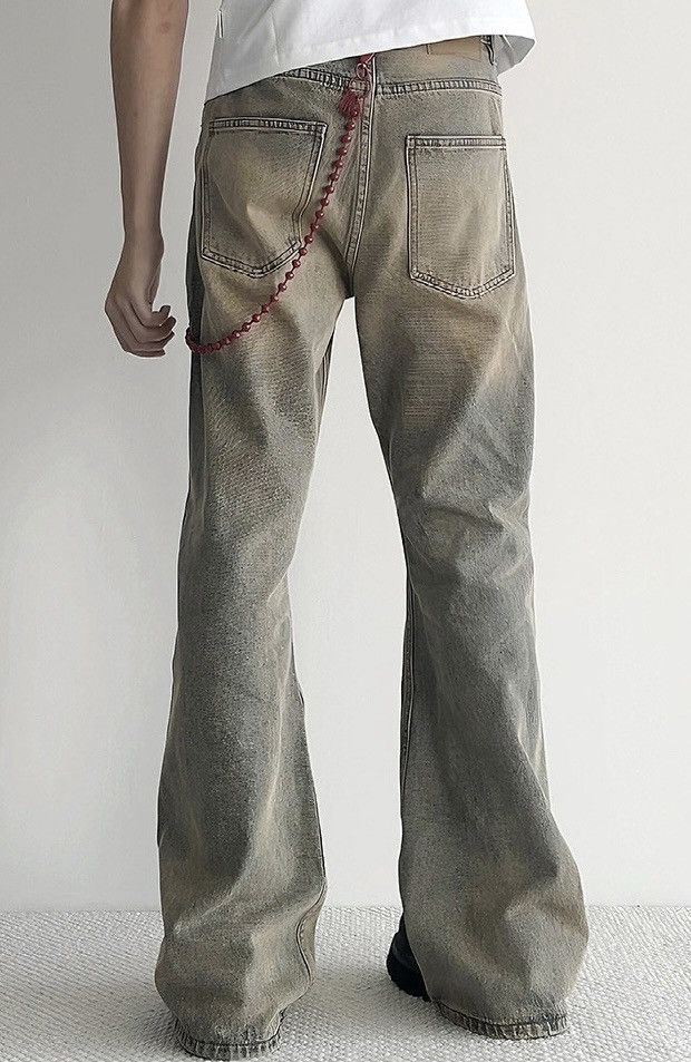 Japanese Brand × Vintage Retro cleanfit mud dyed flared jeans pants with pocket chain Size US 32 / EU 48 - 4 Thumbnail