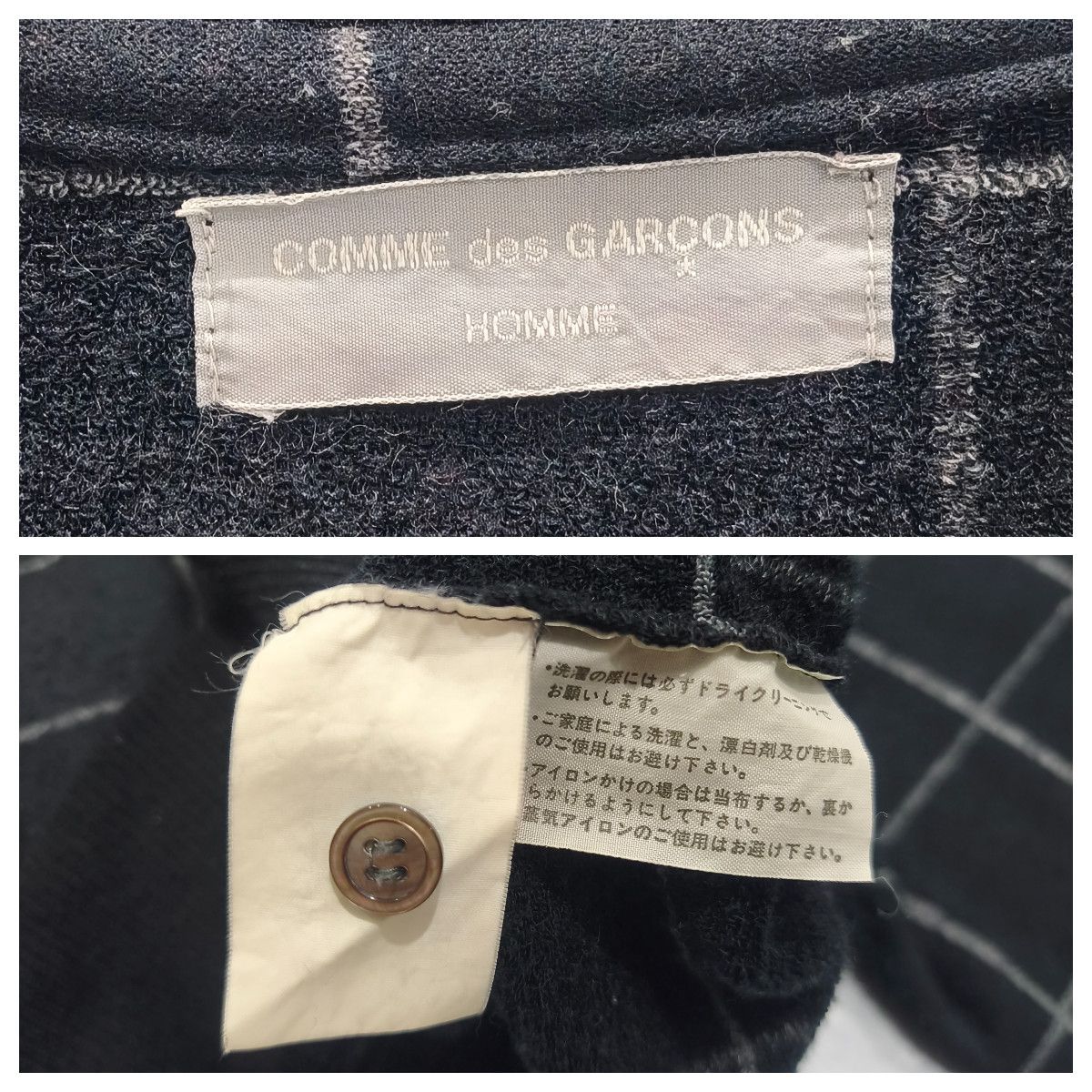 Comme des Garcons Homme Vintage 80's CDGH Checkered Knit Long Sleeve Polo Shirt Size US L / EU 52-54 / 3 - 7 Thumbnail