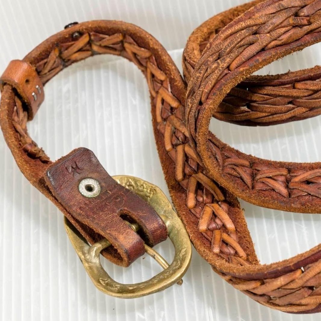 Vintage VINTAGE Mens Woven Leather Belts w/ Brass Buckle Shirt Size ONE SIZE - 3 Thumbnail