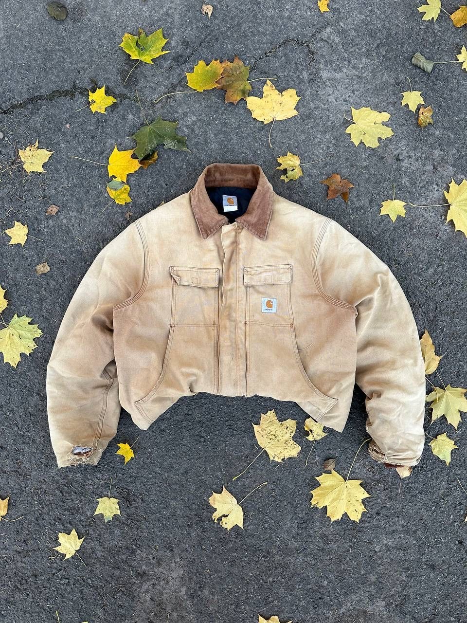 Carhartt 90s Carhartt Work Natural Sun Faded Distressed Detroit Boxy Size US L / EU 52-54 / 3 - 3 Thumbnail