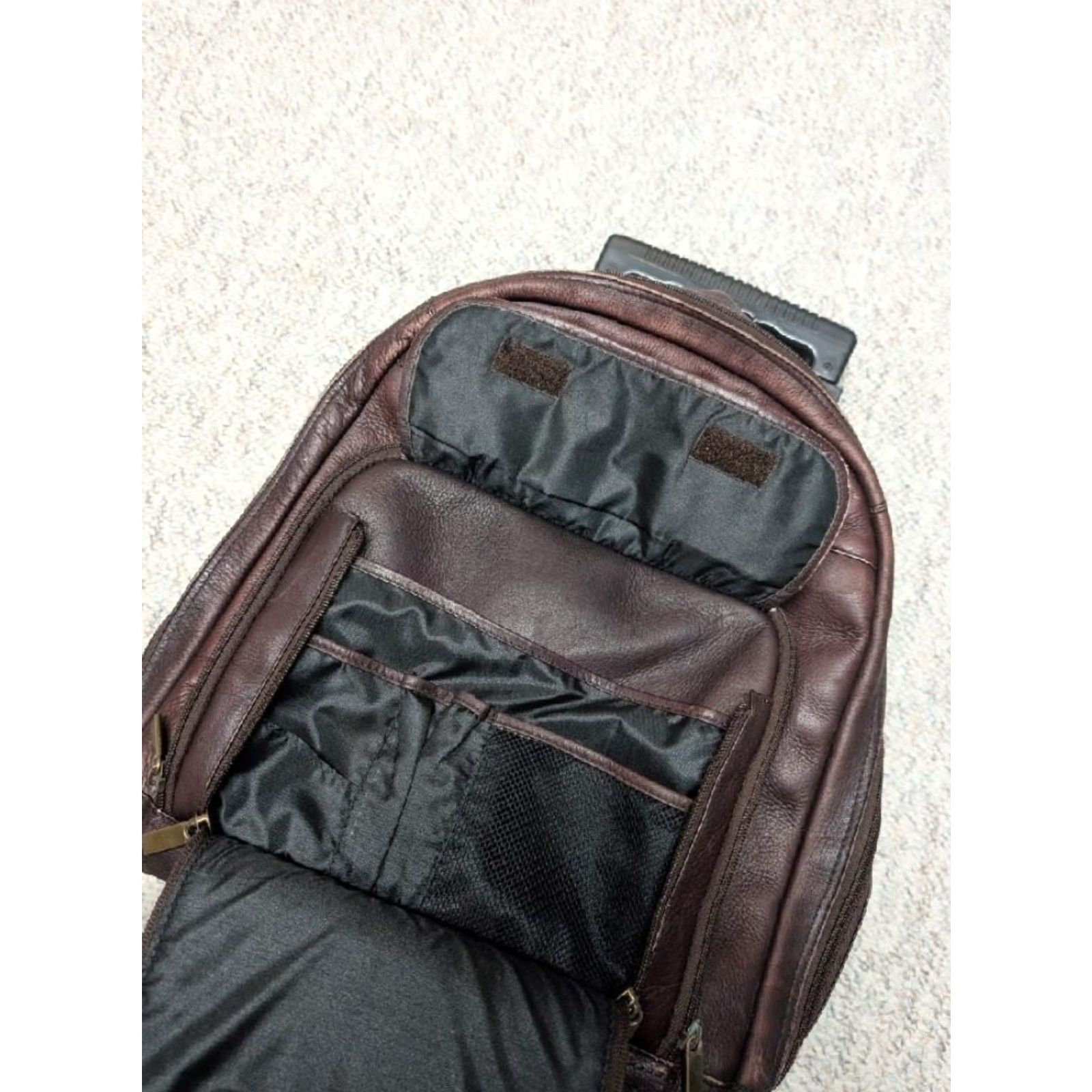 Vintage VINTAGE COLUMBIA LEATHER BACKPACK Brown Leather Cowhide Travel Rollin g Carry-on Unisex Adults Medium 18x14x8" Backpack Brown 90s 2000s Mens Women s Size ONE SIZE - 6 Thumbnail