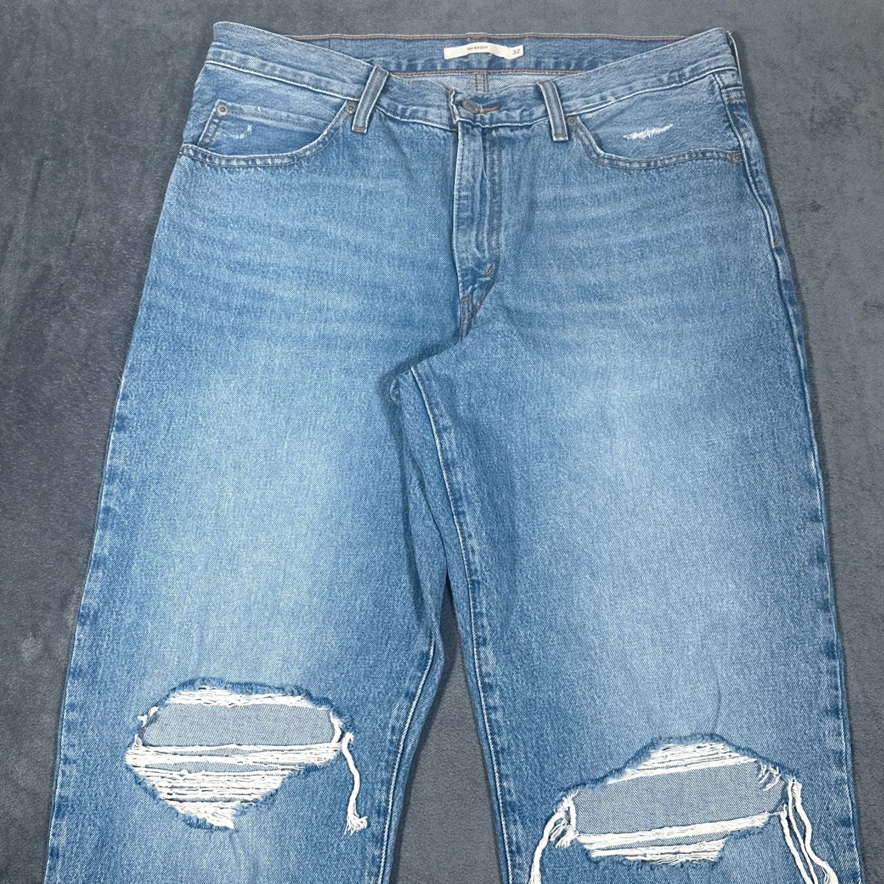 Levi's VINTAGE Levi's 94 Baggy Women's Jeans Regular Fit 32 Blue Denim Distressed 90s Skater Retro Size 24" / US 00 / IT 34 - 2 Thumbnail
