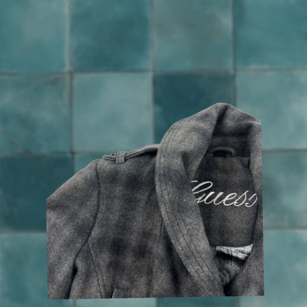 Guess Womens Trench Coat Guess XS Extra Large Black Gray Plaid Wool Blend Size XS / US 0-2 / IT 36-38 - 7 Thumbnail