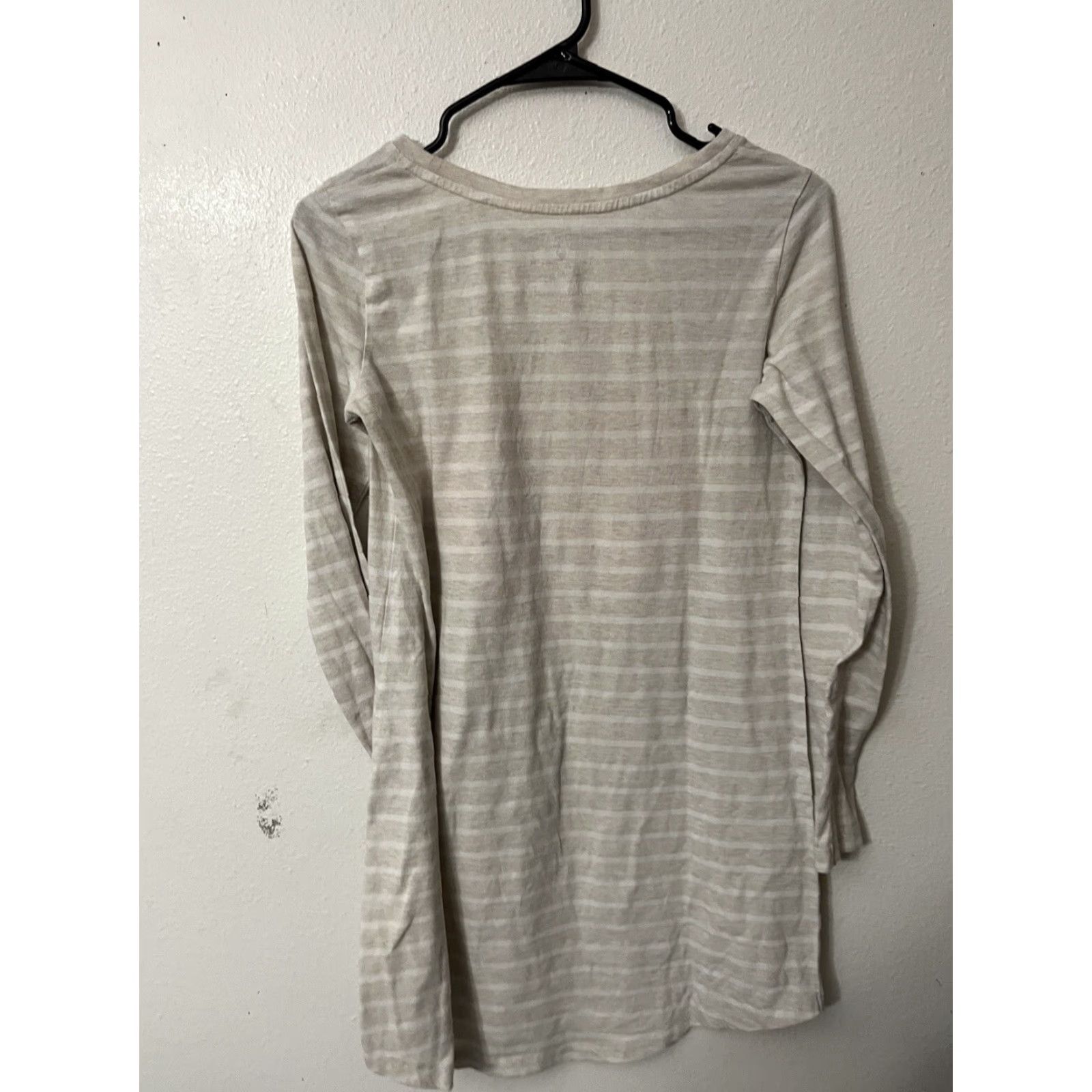 Victoria's Secret VINTAGE Victoria's Secret Sleep Shirt Striped Gown Beigе S Small Women's Long Sleeve Love 90s Theme Size S / US 4 / IT 40 - 2 Thumbnail