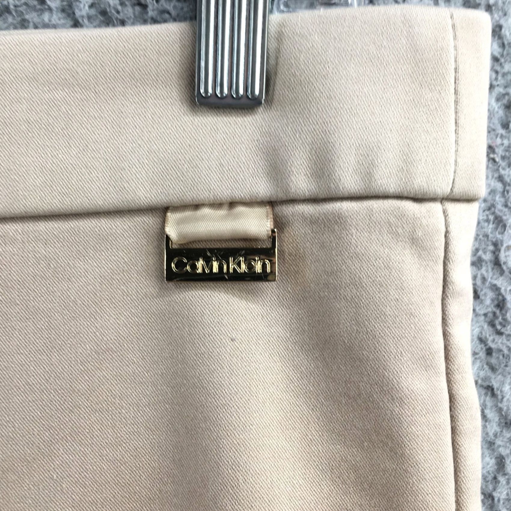 Calvin Klein Calvin Klein Womens Straight Trouser Pants Beige Mid Rise 32.5x26.25 Reg Tapered Logo Pockets Chino Machine Washable Size 24" / US 00 / IT 34 - 4 Thumbnail