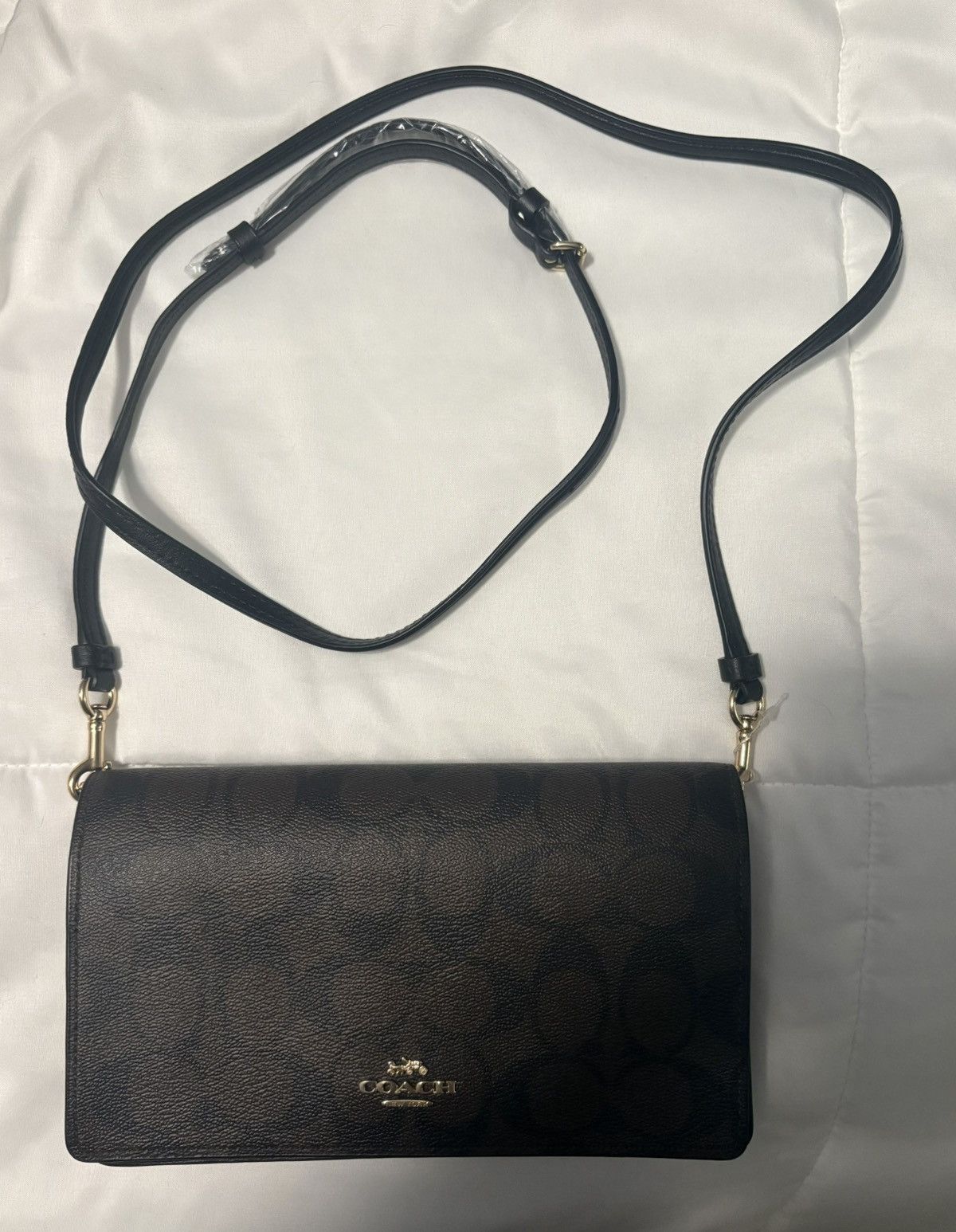 Coach Anna Foldover Clutch Crossbody in Signature Canvas Size ONE SIZE - 4 Thumbnail
