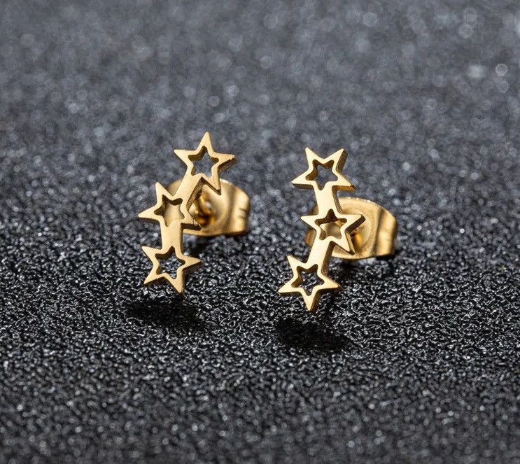 Jewelry Triple Stars Mini Stud Earrings Charm Earring Gift Size ONE SIZE - 1 Thumbnail