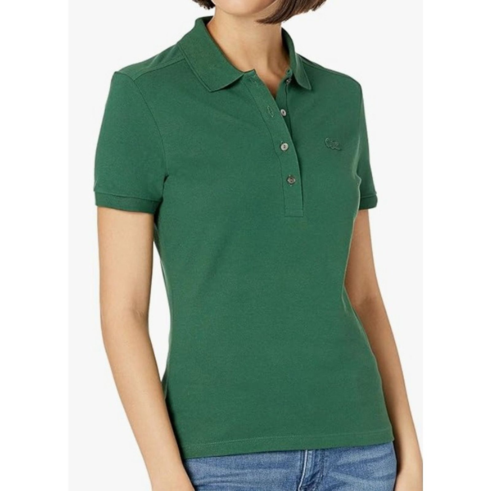 Lacoste Lacoste Women's Slim Fit Stretch Mini Pique Polo Green 6 Size M / US 6-8 / IT 42-44 - 1 Thumbnail